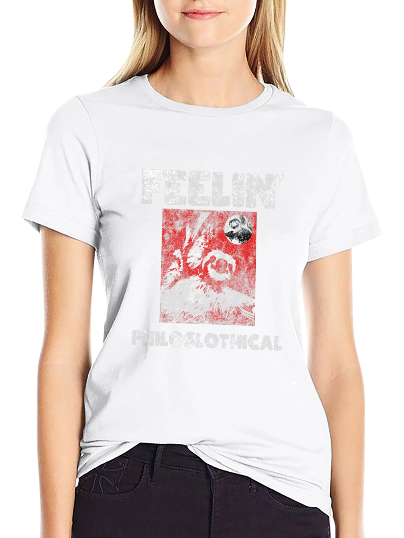 Feelin Philoslothical Funny Sloth Graphic T-Shirt