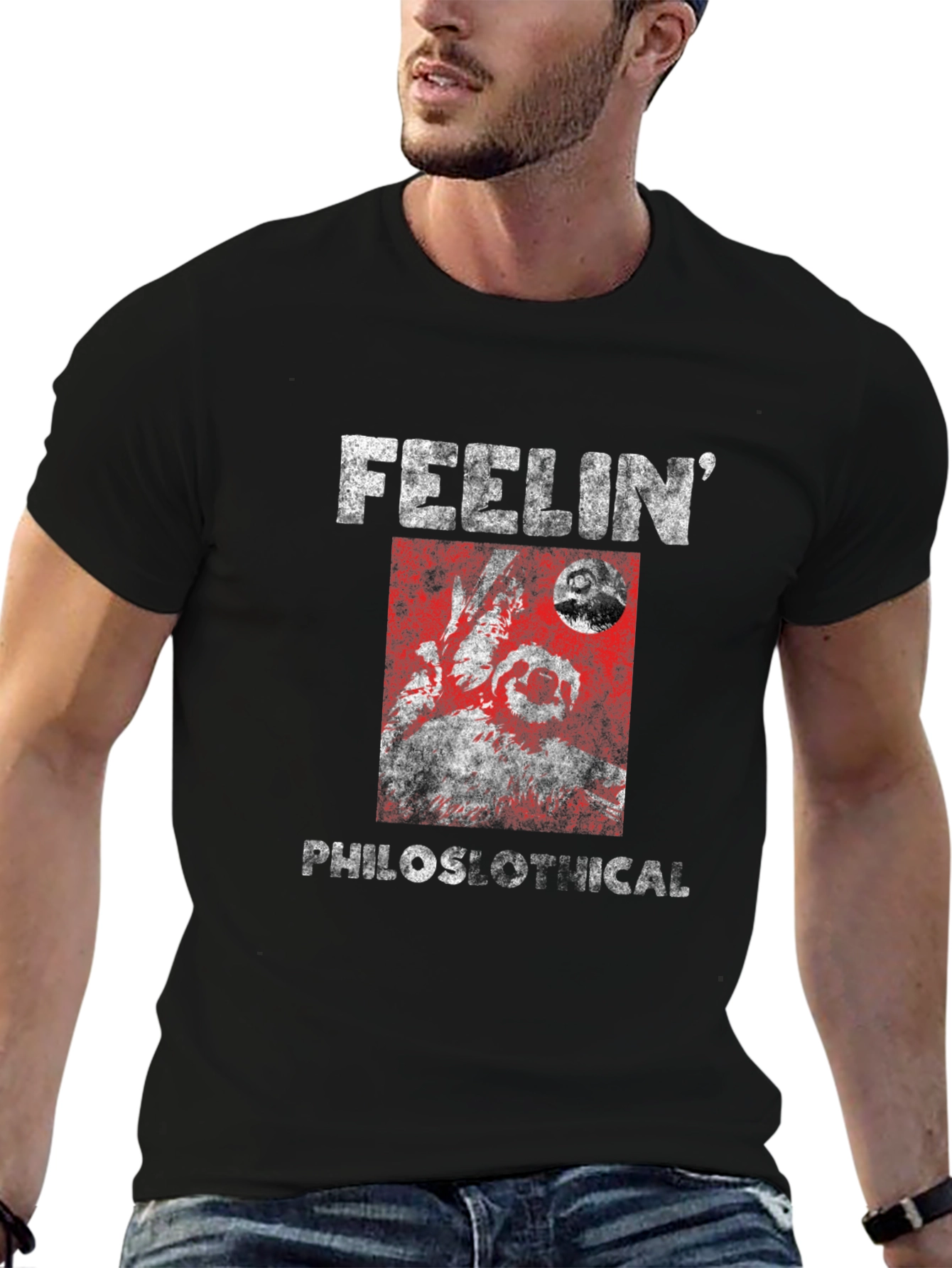 Feelin Philoslothical Funny Sloth Graphic T-Shirt
