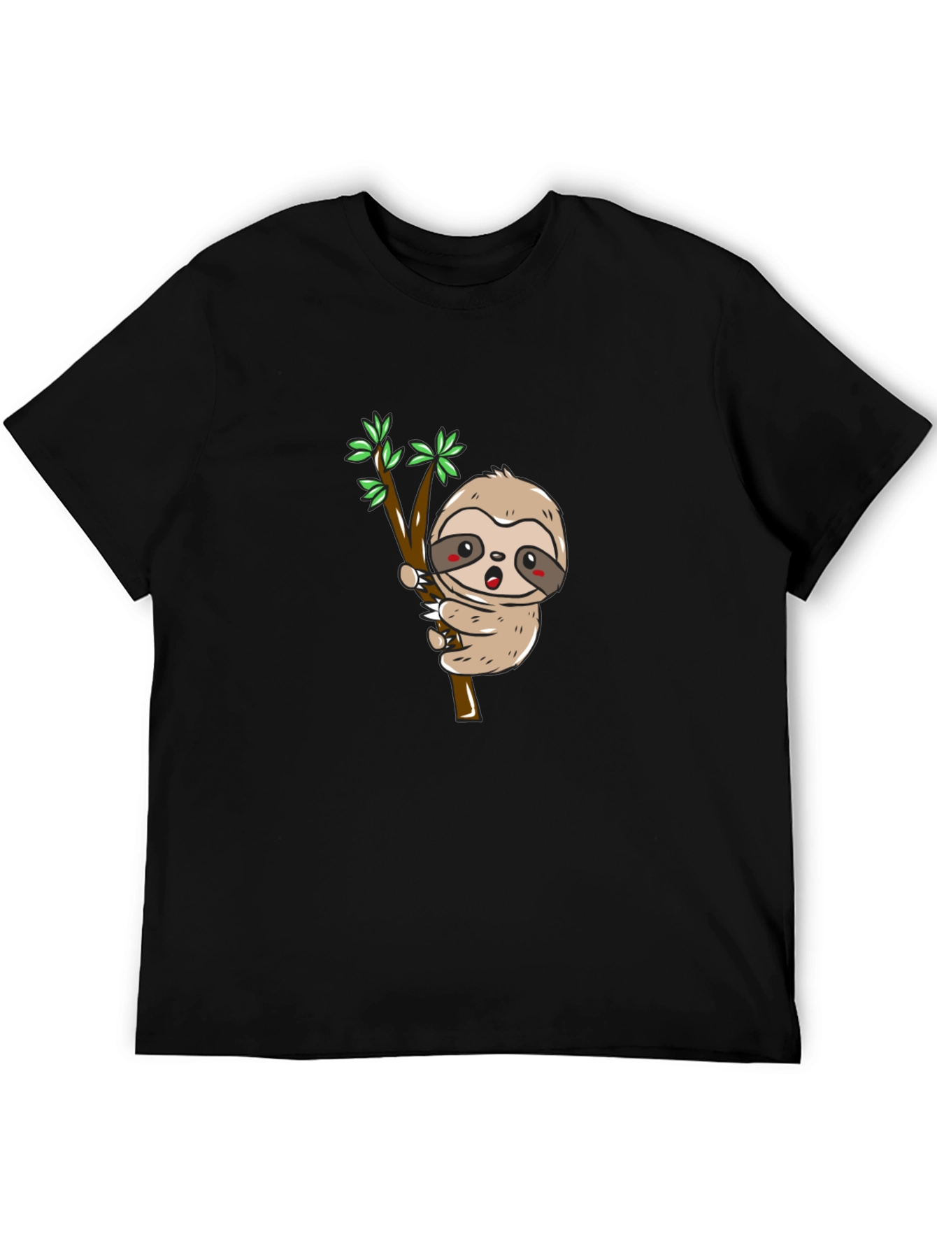 Sloth on Branch Graphic Tee - Black