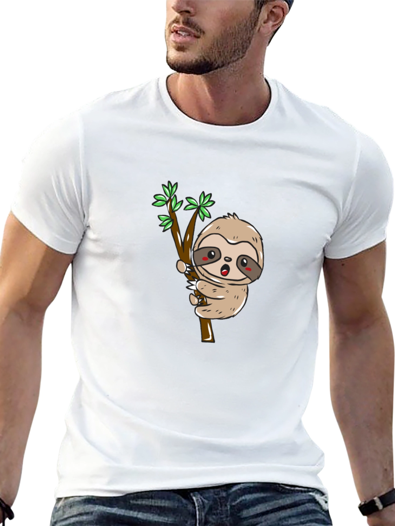 Sloth on Branch Graphic Tee - Black