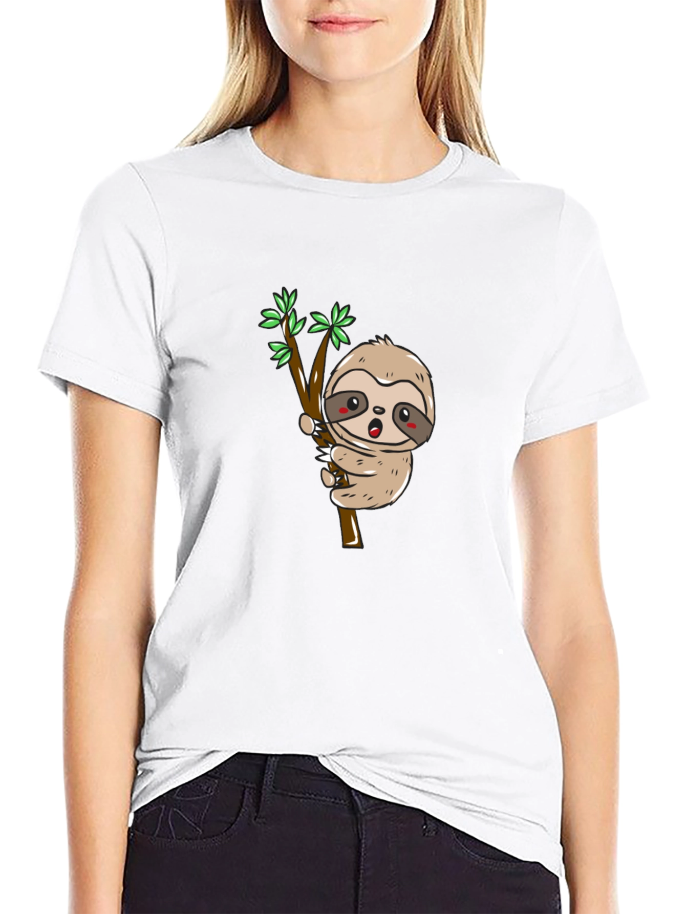 Sloth on Branch Graphic Tee - Black