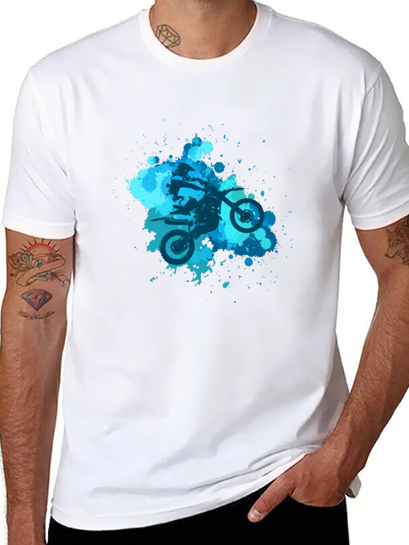 Motocross Splatter Graphic Tee - Black Cotton Shirt