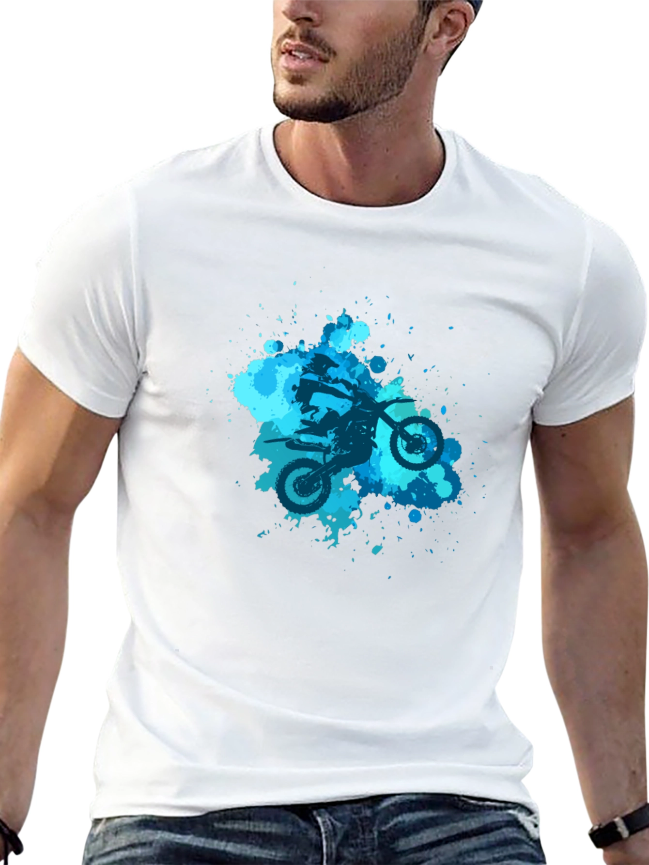 Motocross Splatter Graphic Tee - Black Cotton Shirt