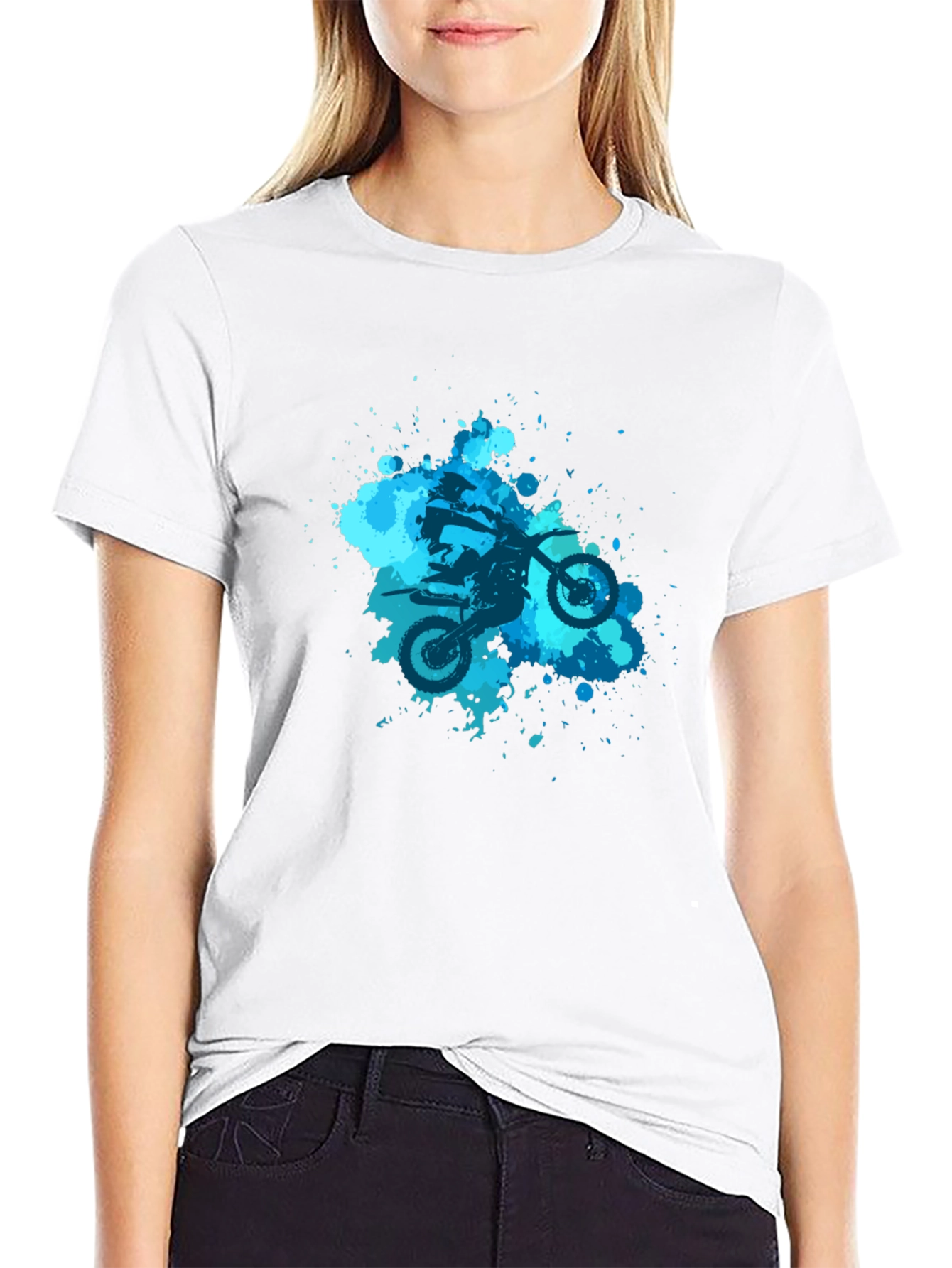Motocross Splatter Graphic Tee - Black Cotton Shirt