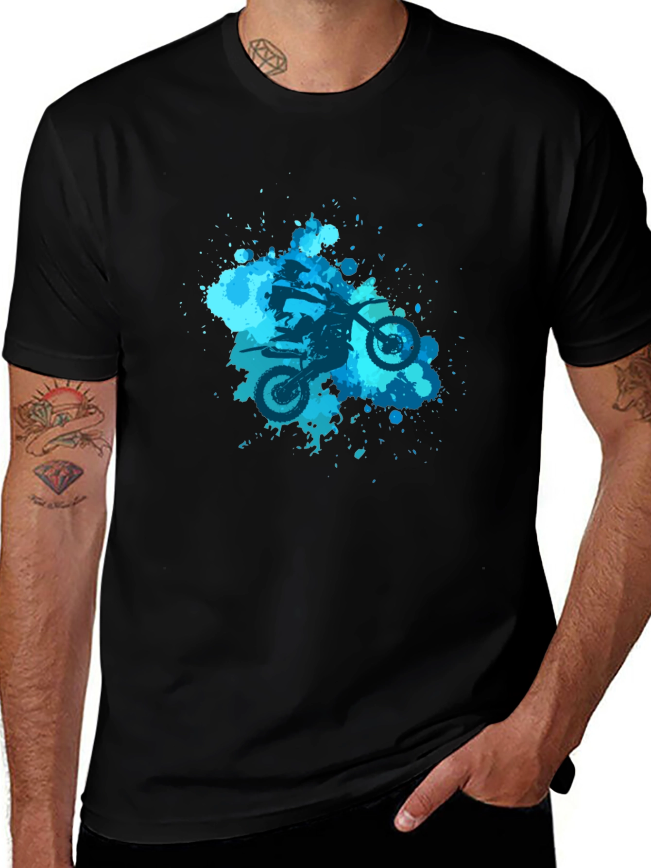 Motocross Splatter Graphic Tee - Black Cotton Shirt