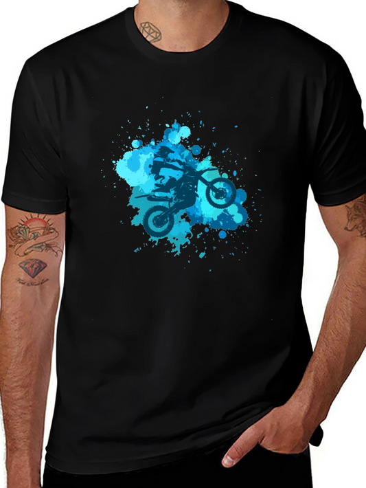 Motocross Splatter Graphic Tee - Black Cotton Shirt