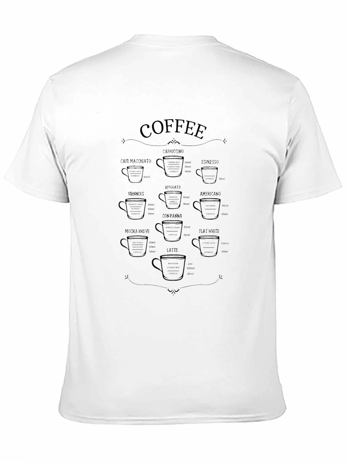 Coffee Drinks Black Graphic T-Shirt