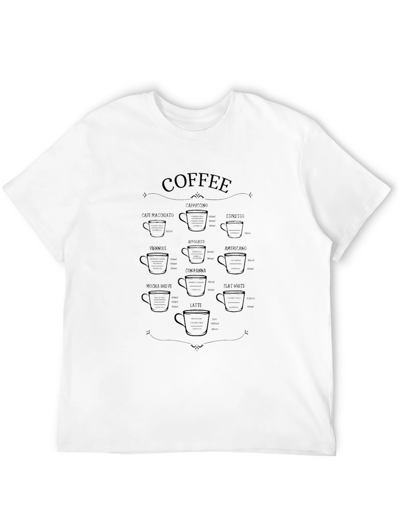 Coffee Drinks Black Graphic T-Shirt