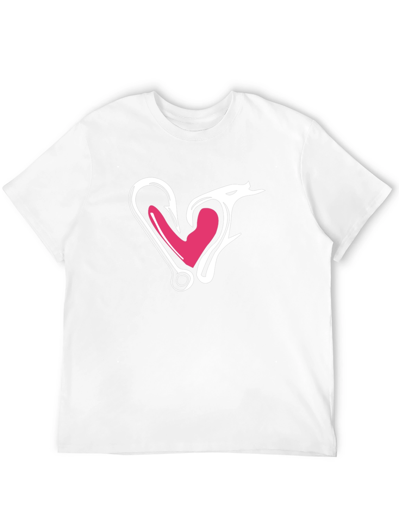 Fishing Hook Heart Graphic Tee - Black