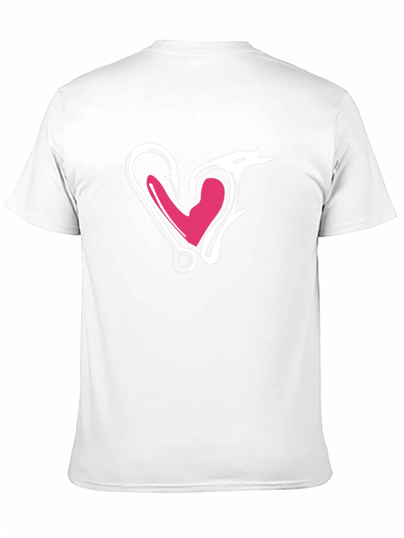 Fishing Hook Heart Graphic Tee - Black
