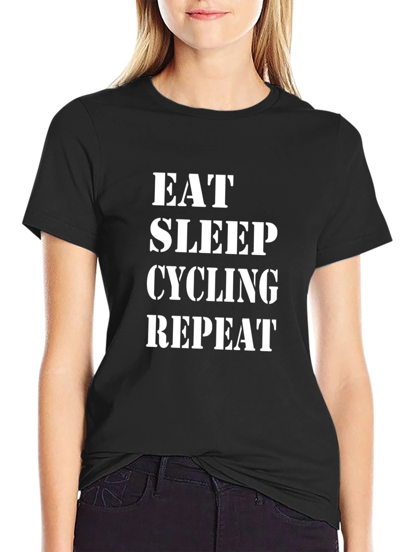 Eat Sleep Cycling Repeat T-Shirt - Black