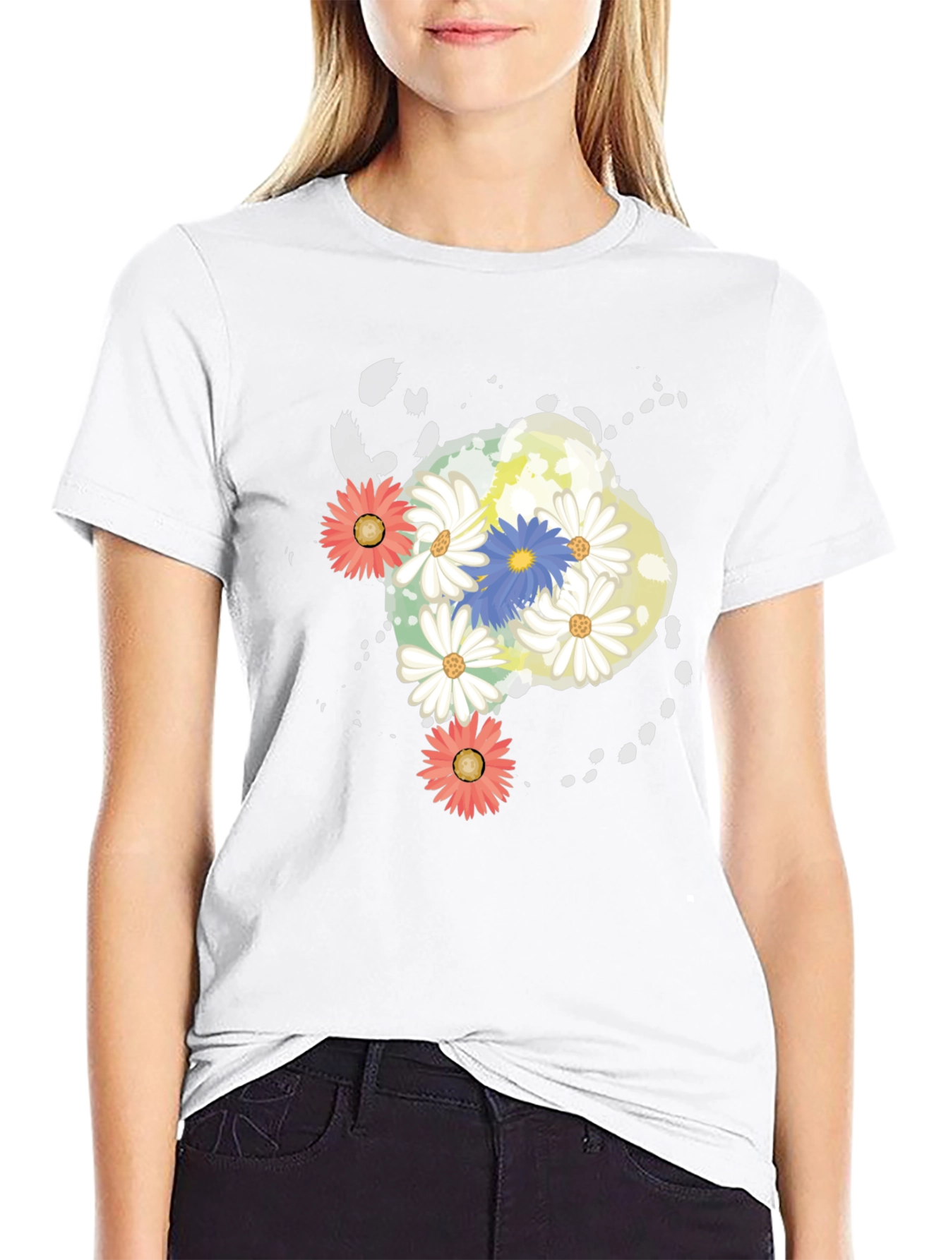Floral Graphic Print Black T-Shirt