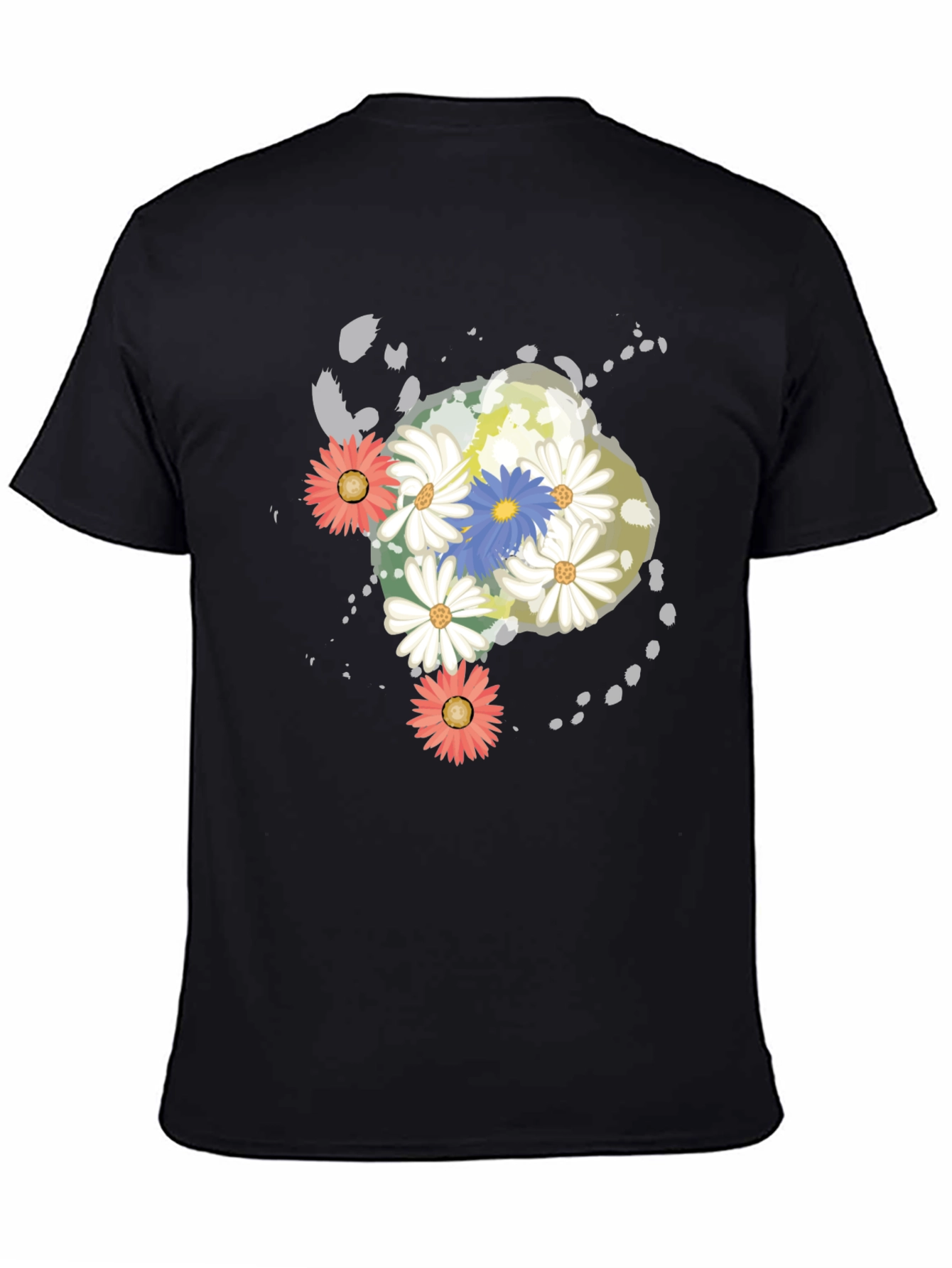 Floral Graphic Print Black T-Shirt