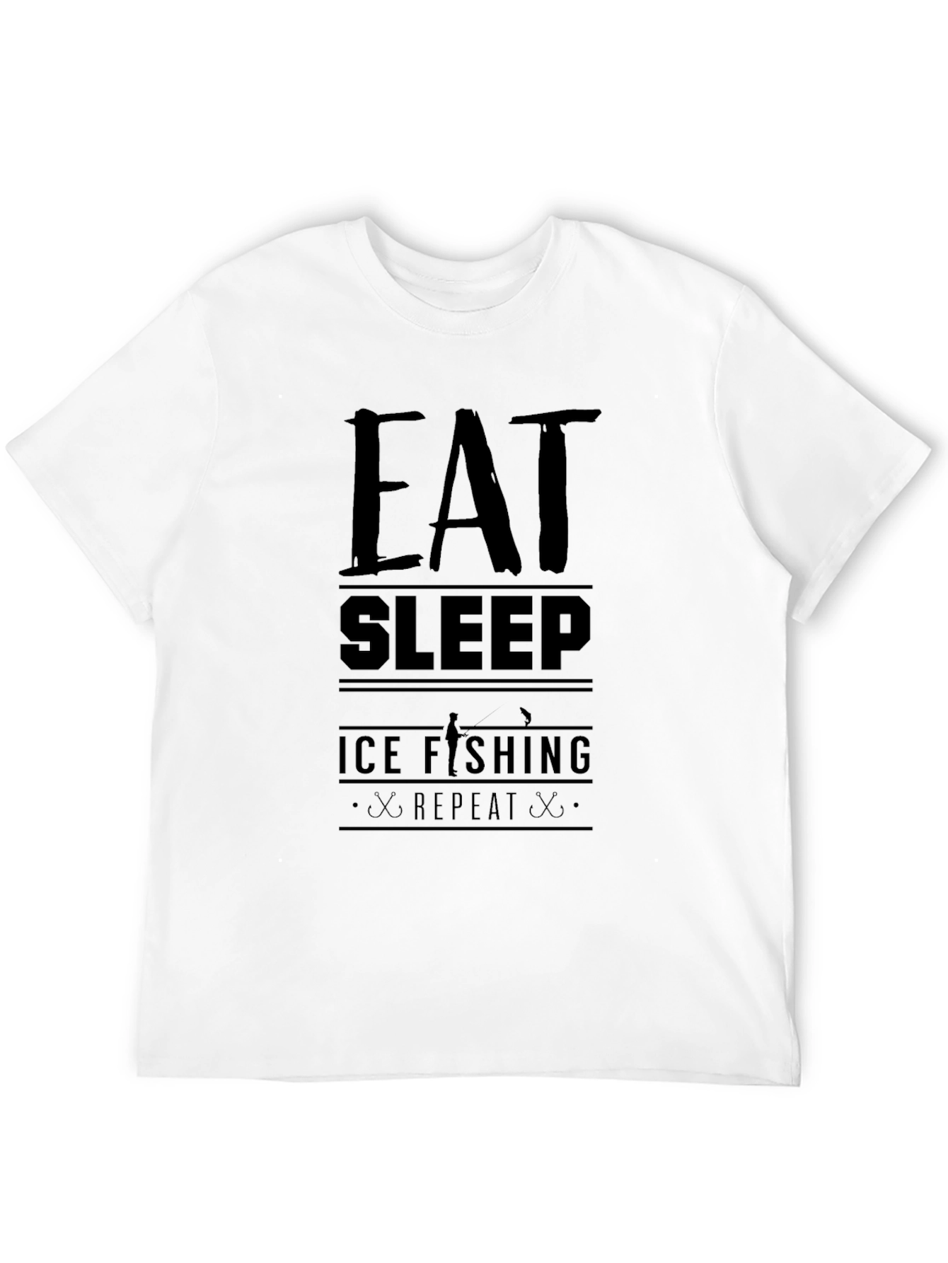 Eat Sleep Ice Fishing Repeat Black T-Shirt
