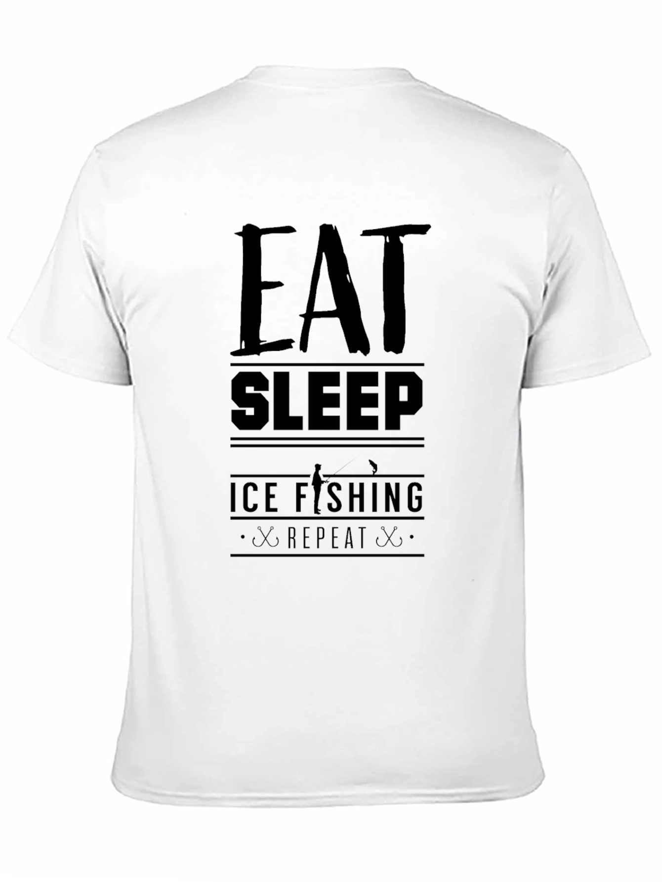 Eat Sleep Ice Fishing Repeat Black T-Shirt