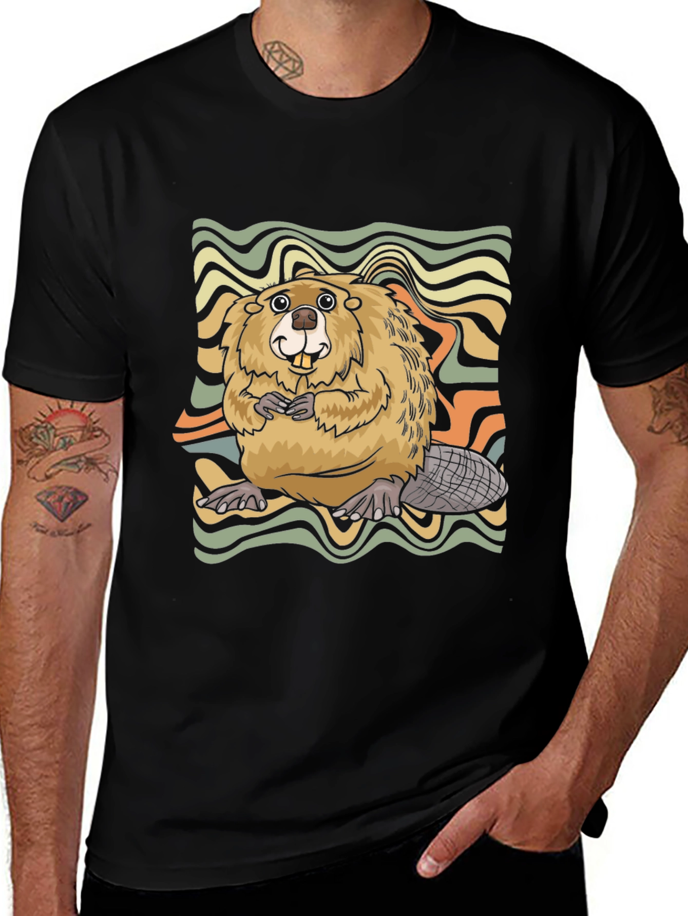 Retro Beaver Graphic T-Shirt