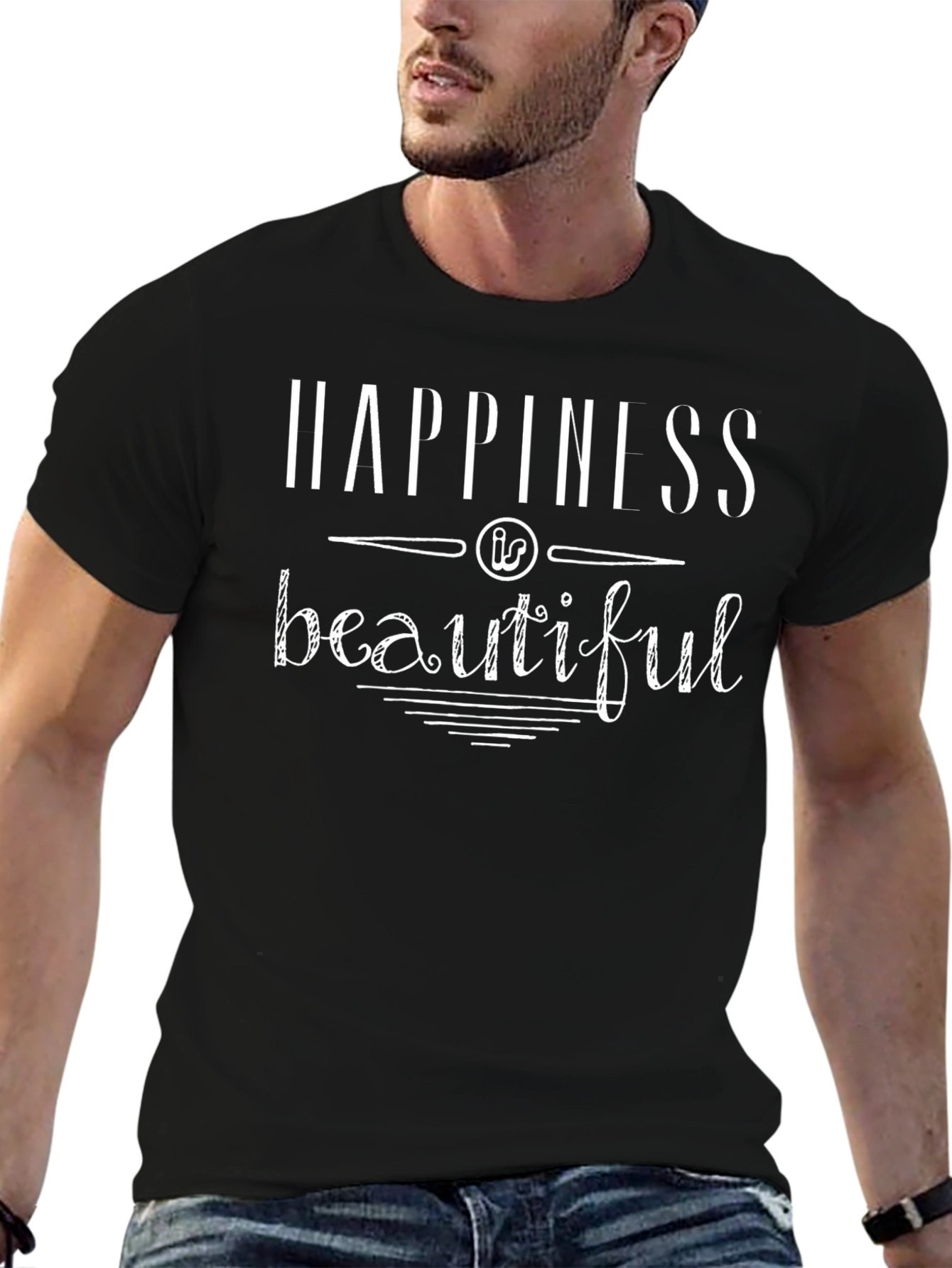 Happiness is Beautiful Graphic Tee - Black
