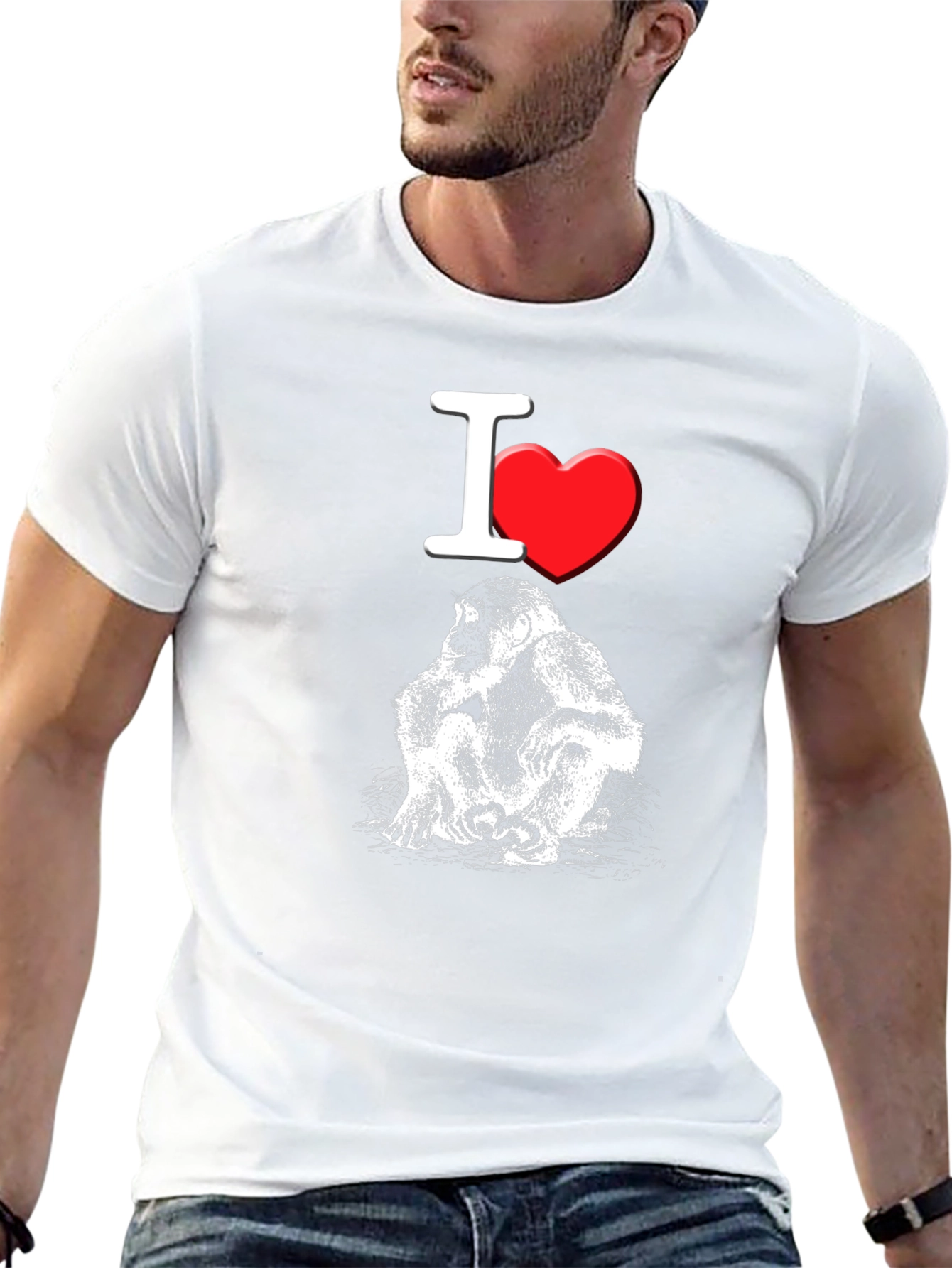I Heart Monkeys T-Shirt - Black Crew Neck