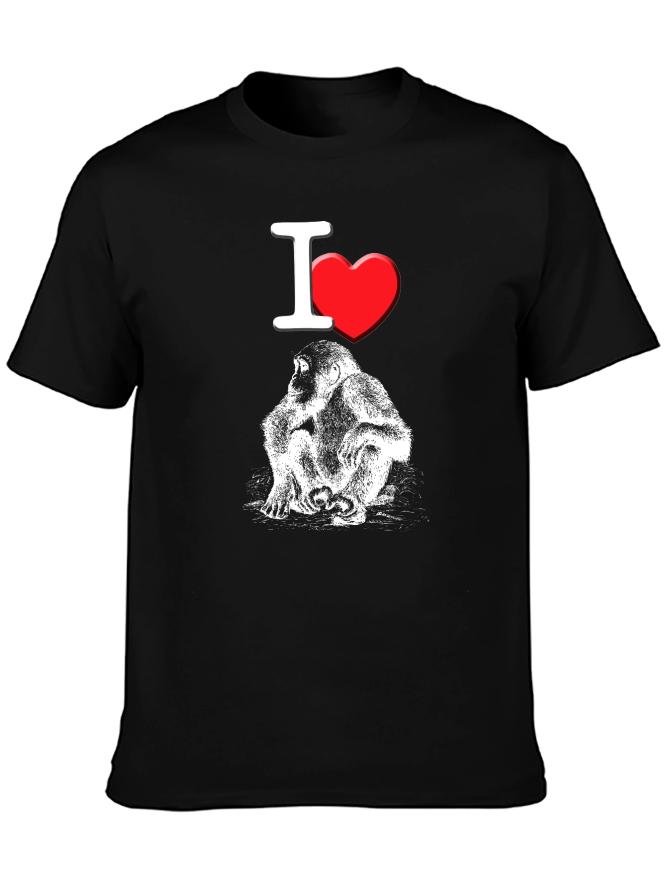 I Heart Monkeys T-Shirt - Black Crew Neck