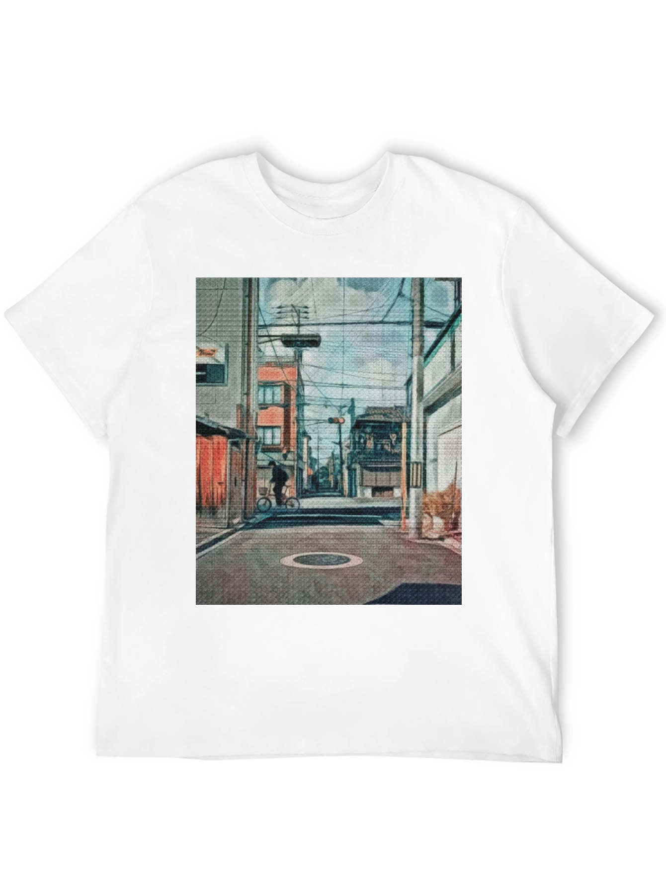 Cityscape Print Black T-Shirt