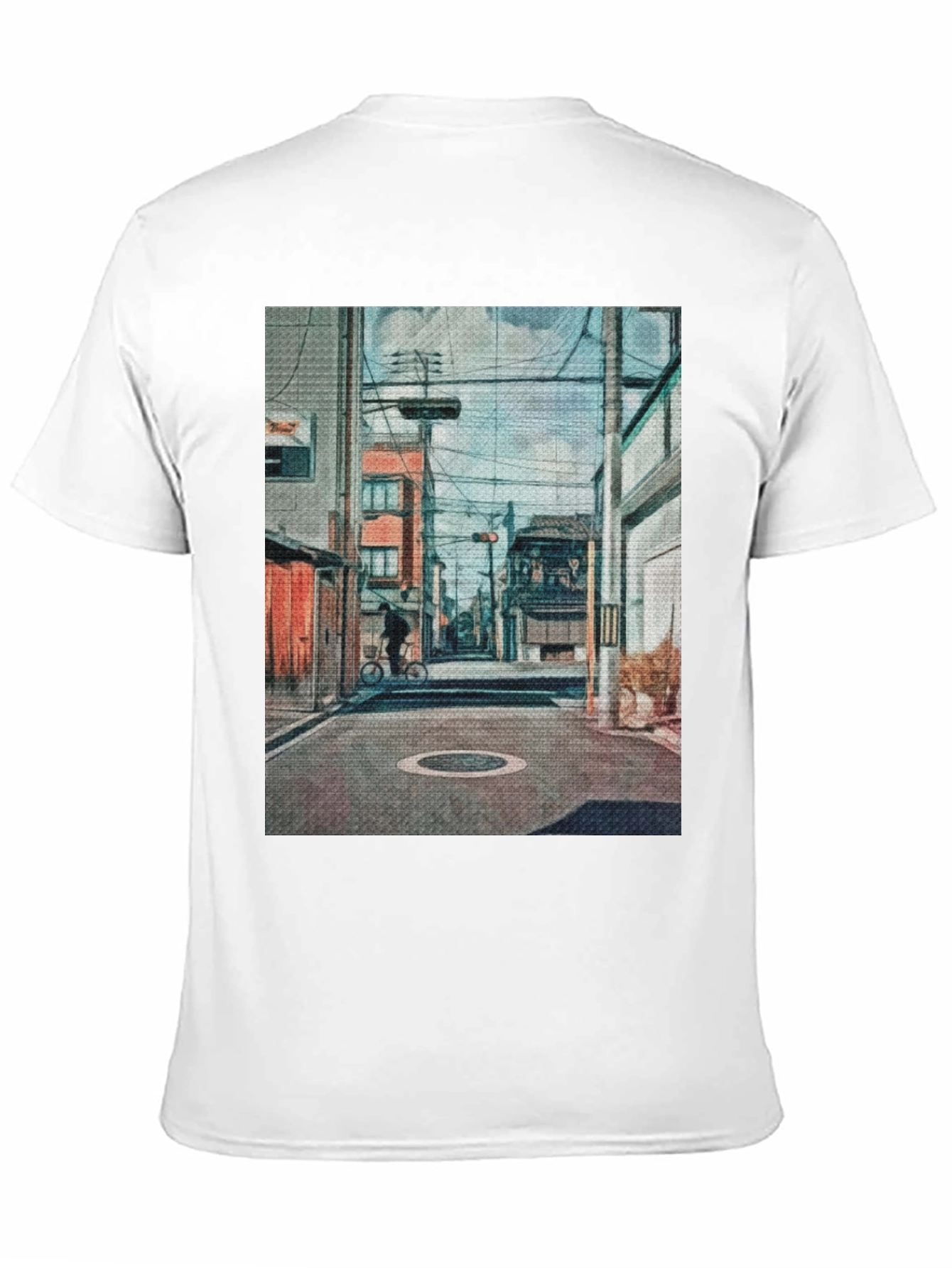 Cityscape Print Black T-Shirt