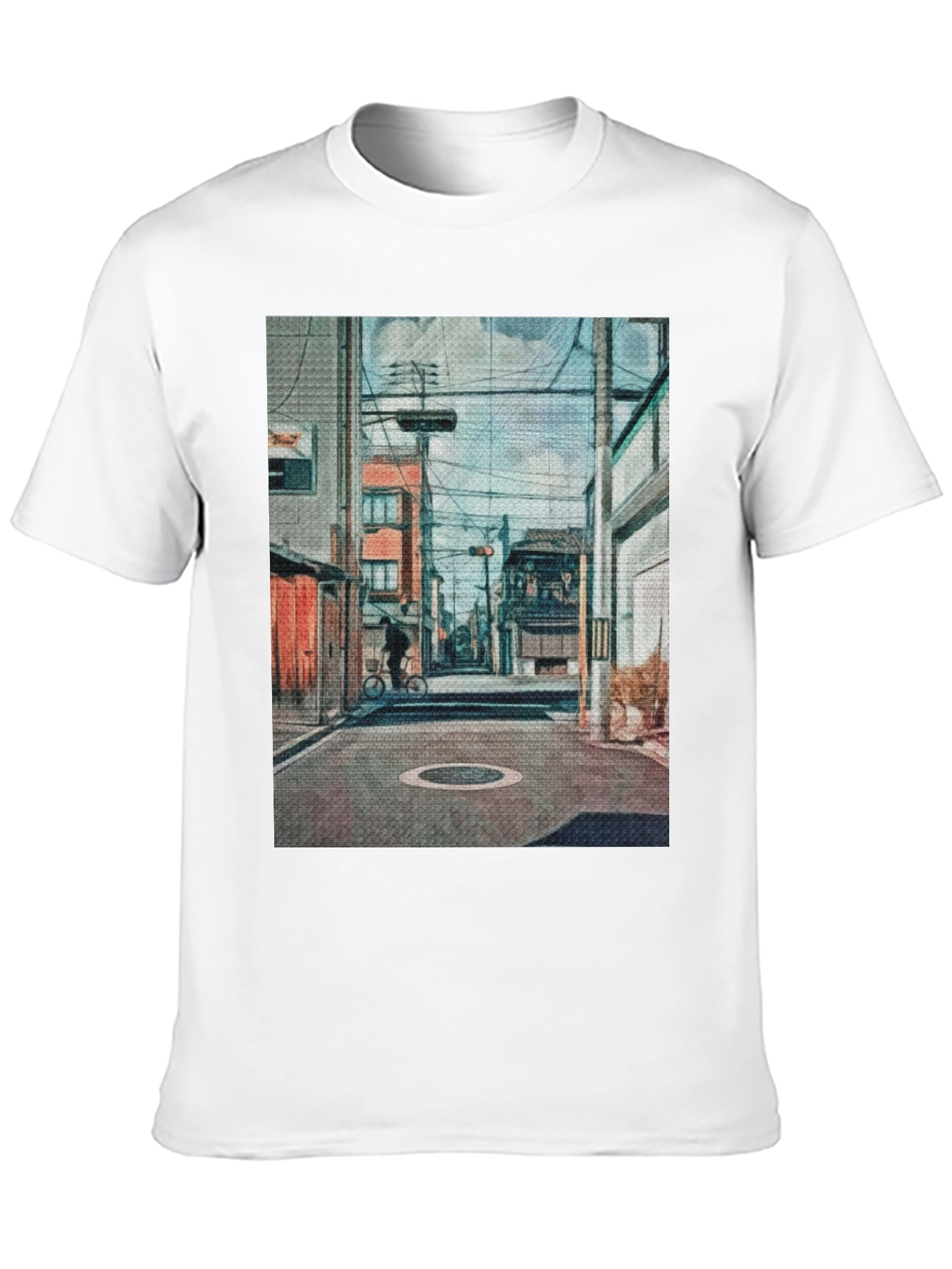 Cityscape Print Black T-Shirt
