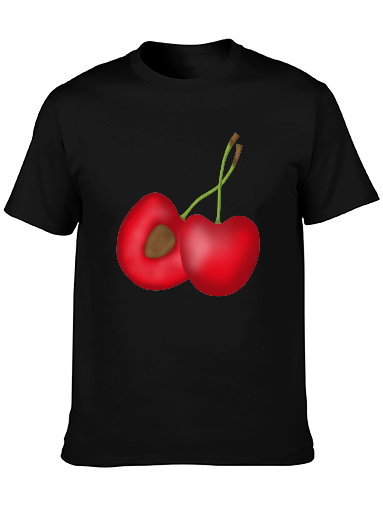 Cherry Print Black T-Shirt