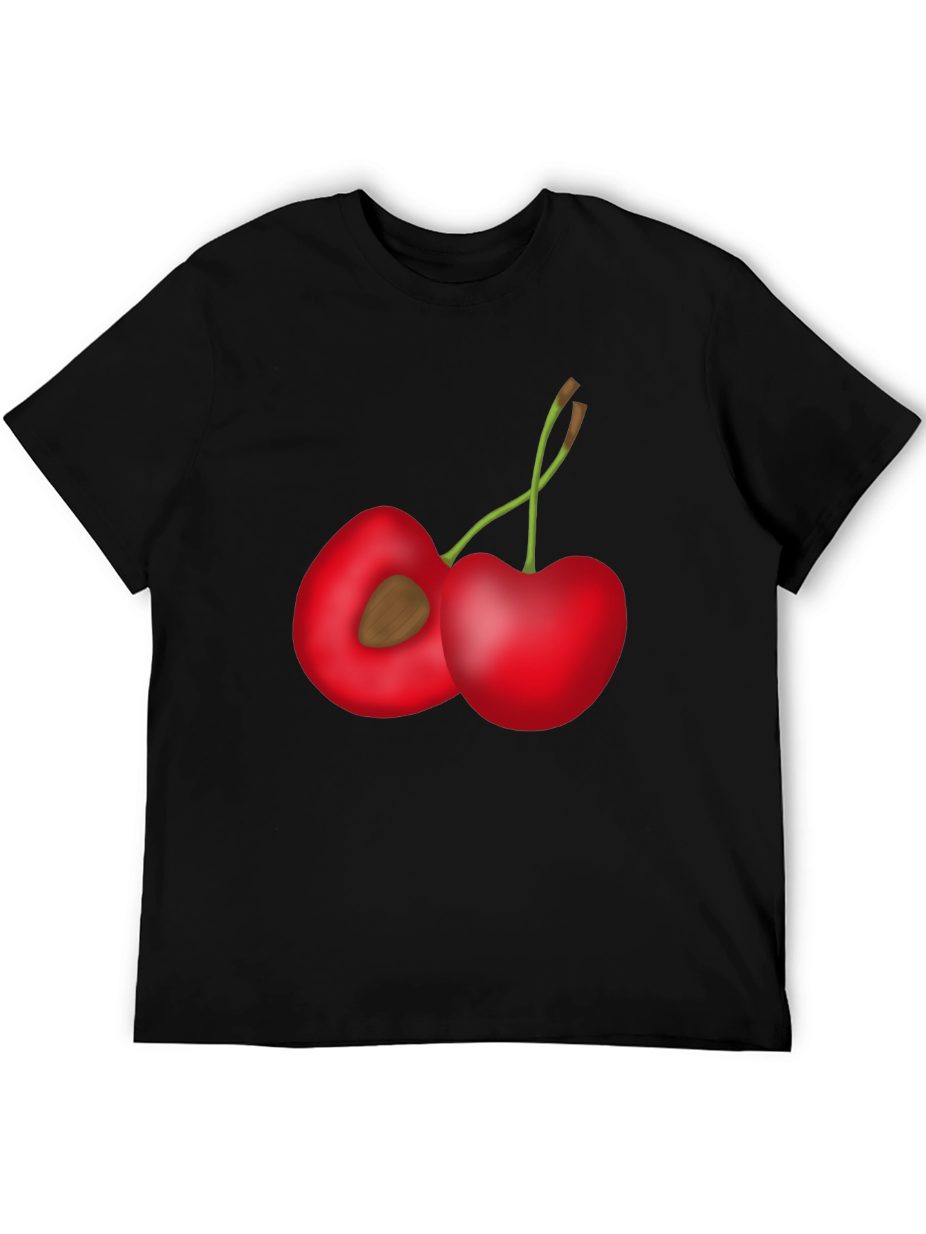 Cherry Print Black T-Shirt