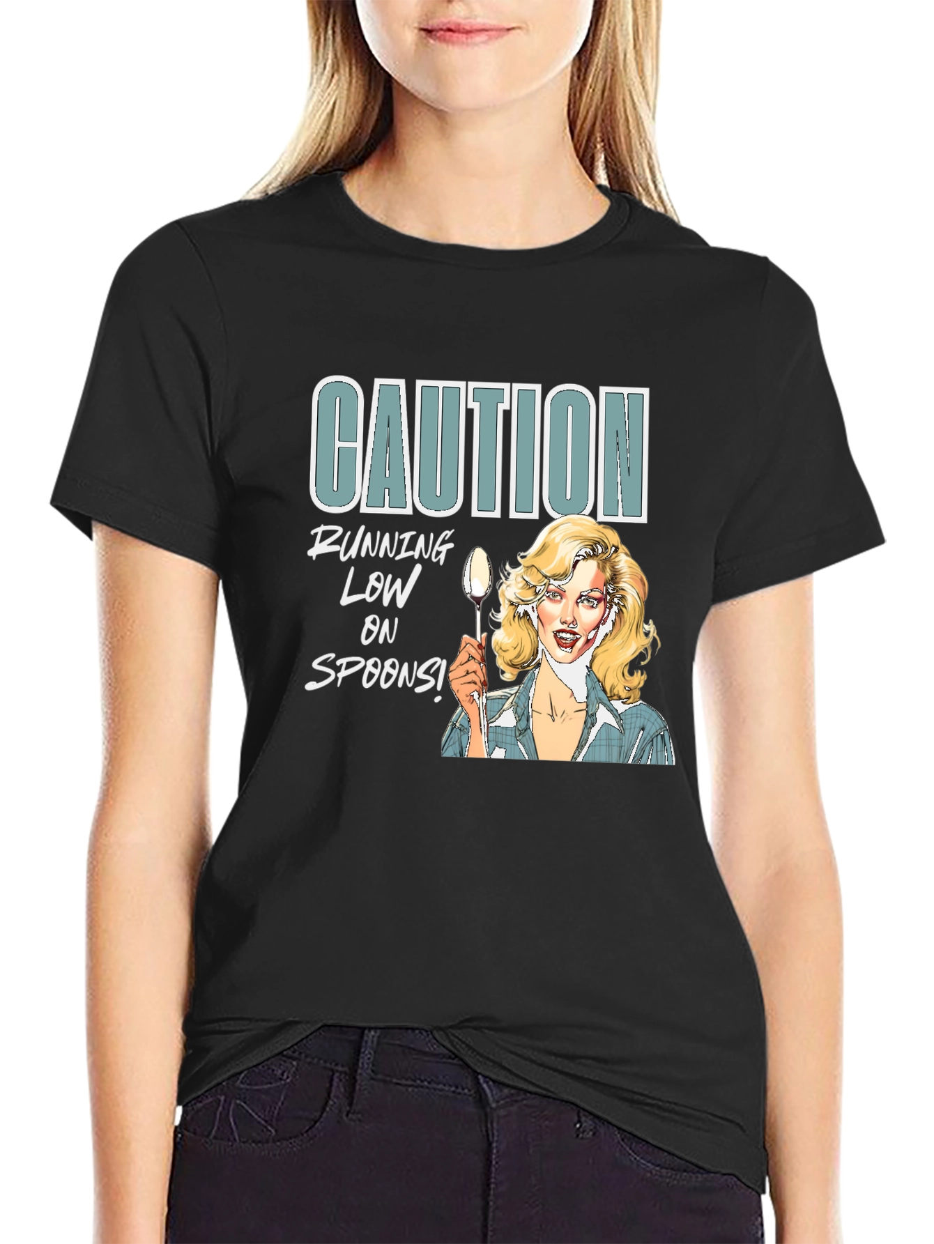 Caution Running Low On Spoons Graphic Tee