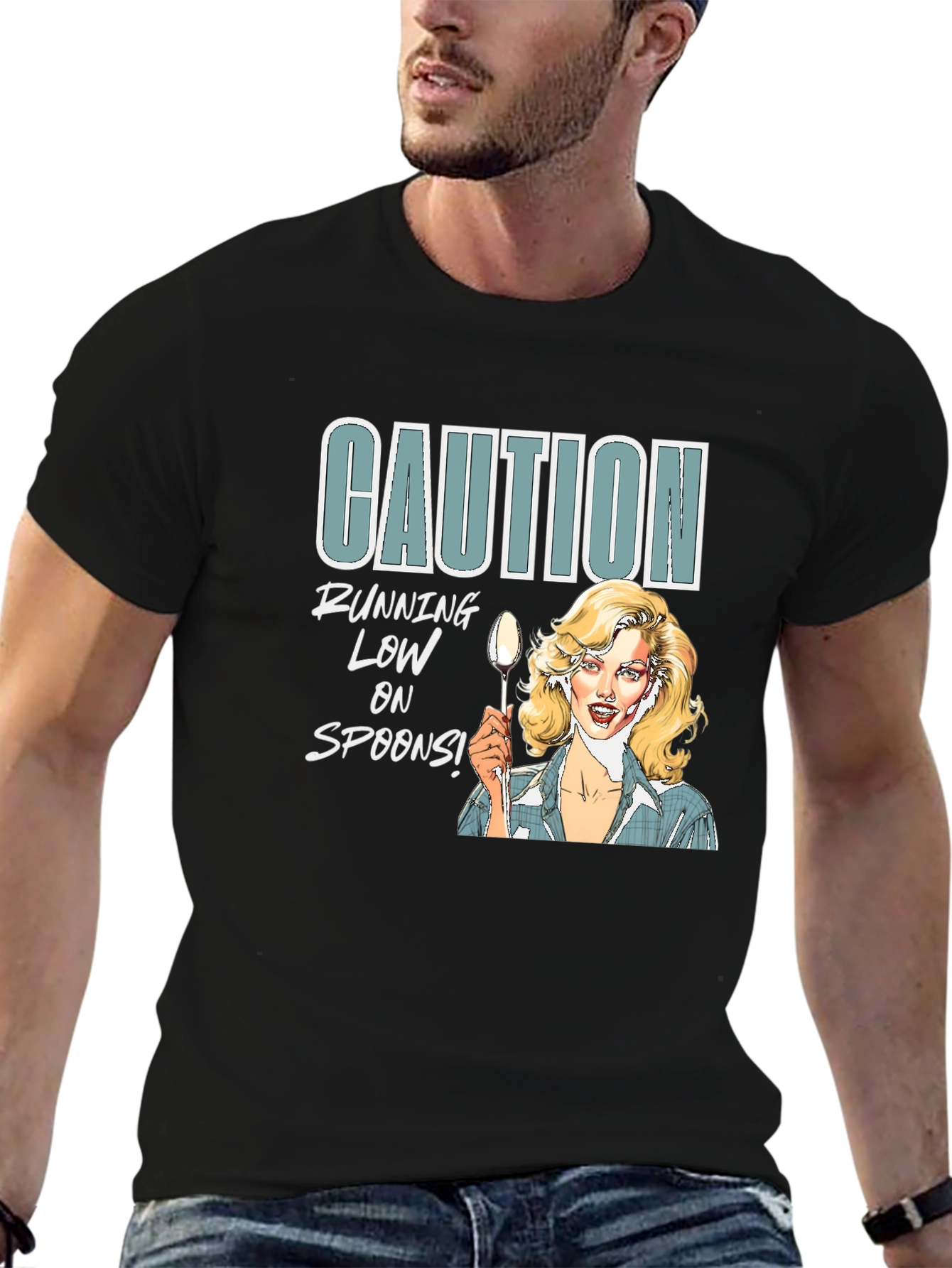 Caution Running Low On Spoons Graphic Tee