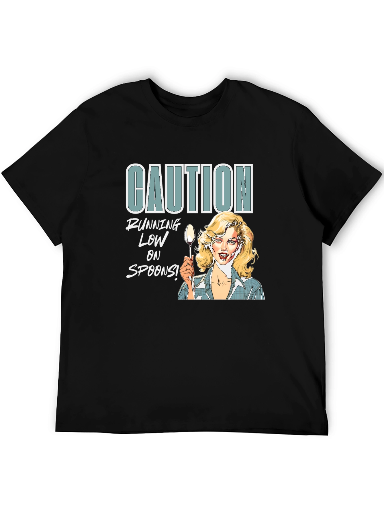 Caution Running Low On Spoons Graphic Tee