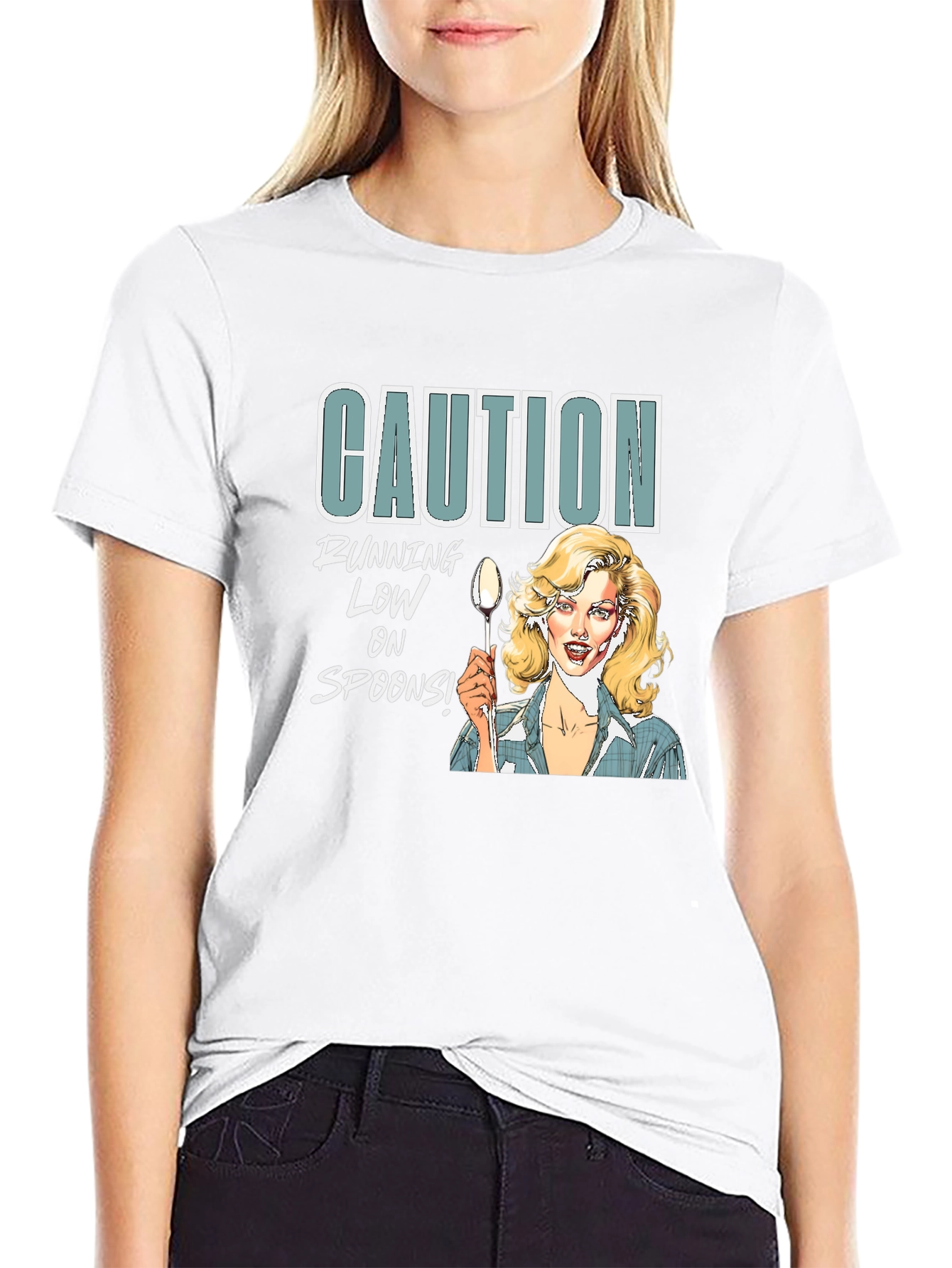 Caution Running Low On Spoons Graphic Tee