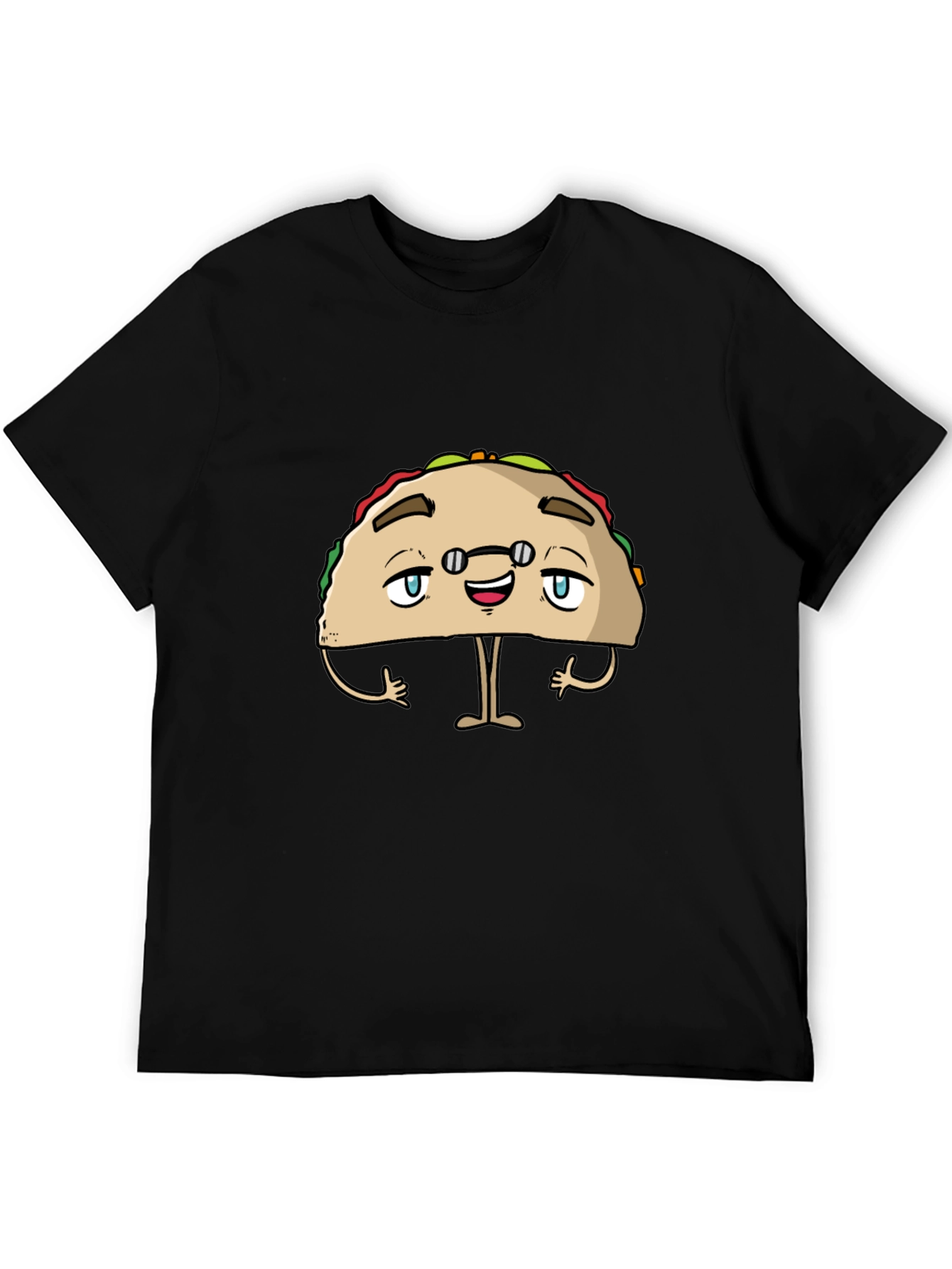 Funny Taco Character Black Graphic Tee