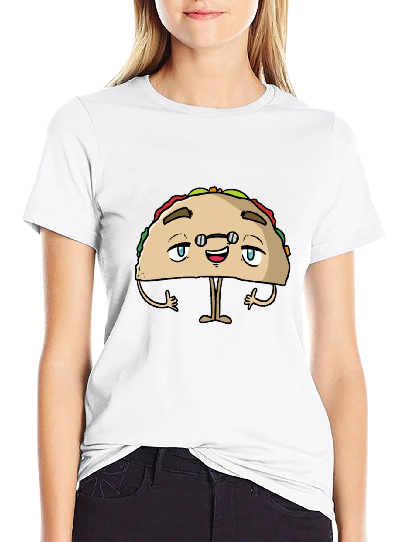 Funny Taco Character Black Graphic Tee