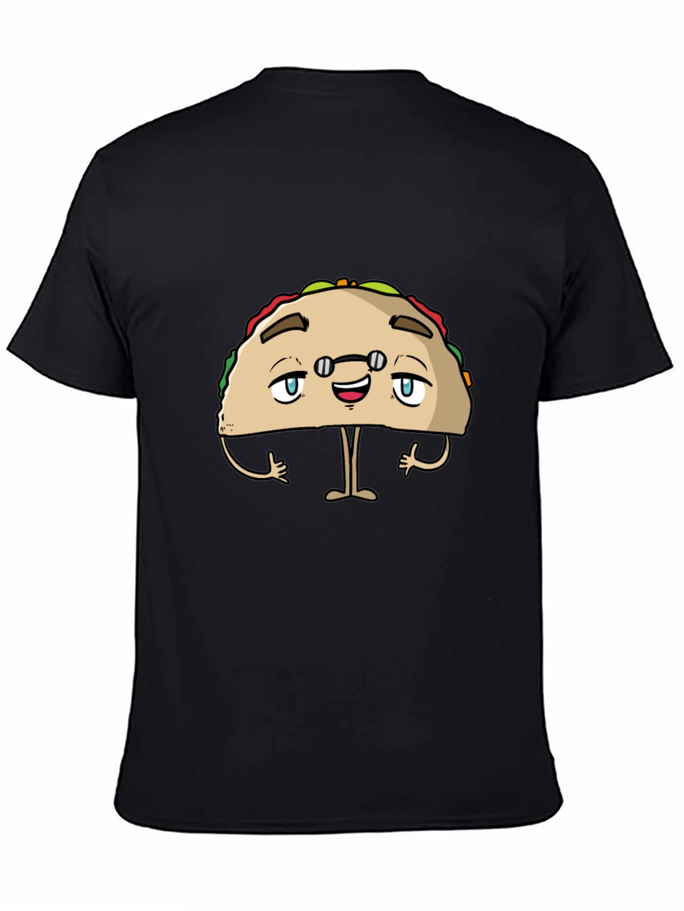 Funny Taco Character Black Graphic Tee