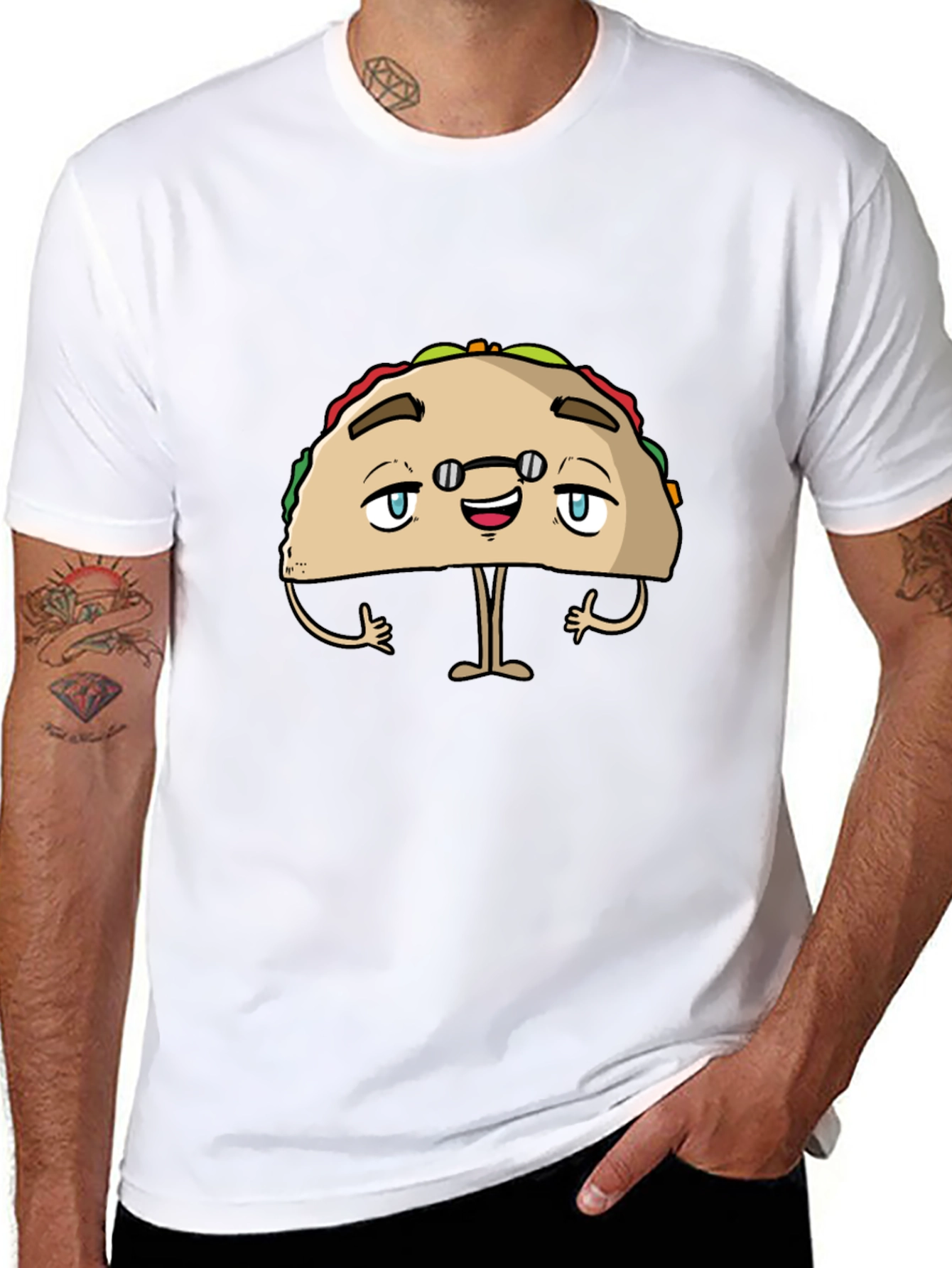 Funny Taco Character Black Graphic Tee