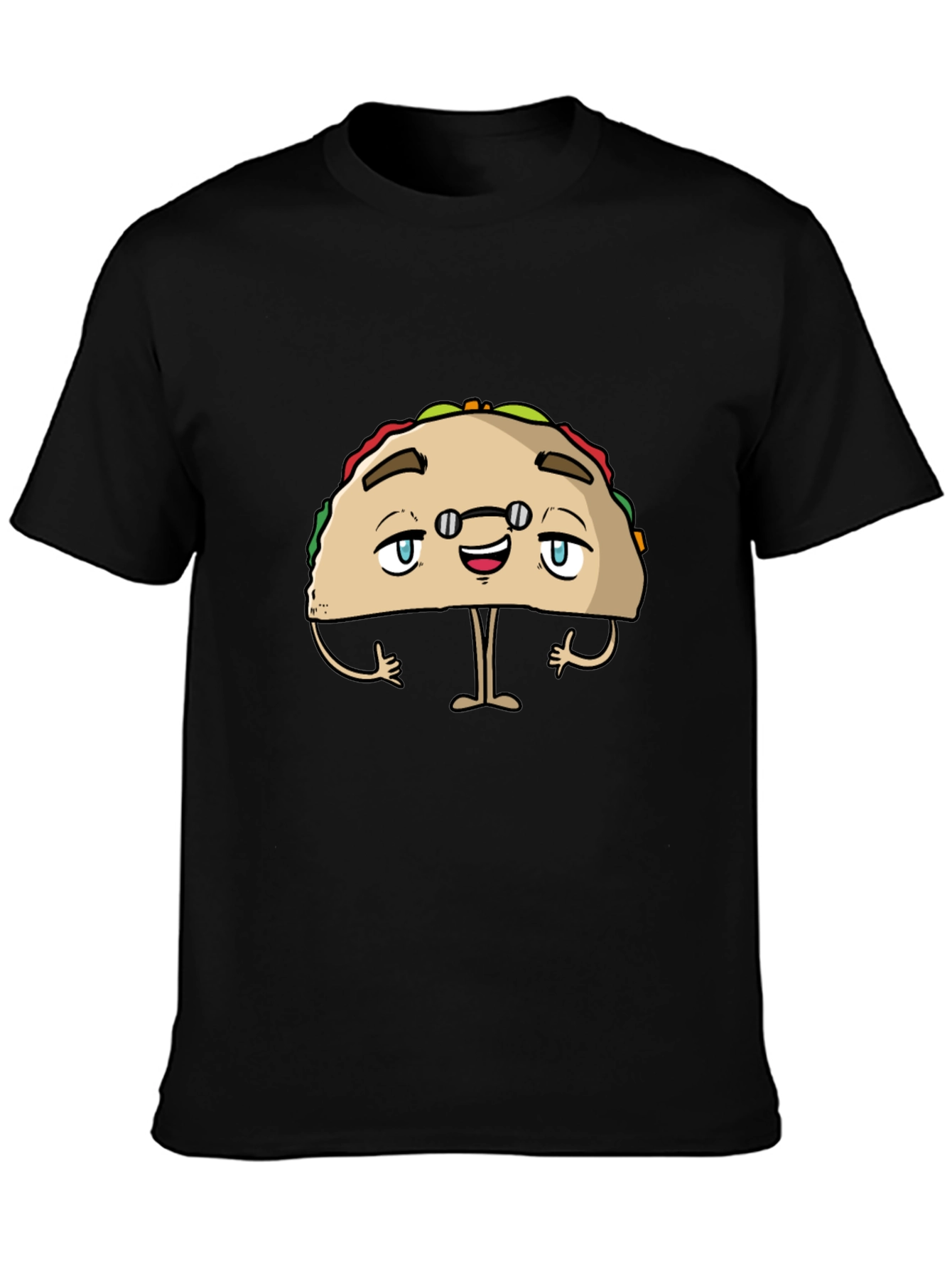 Funny Taco Character Black Graphic Tee
