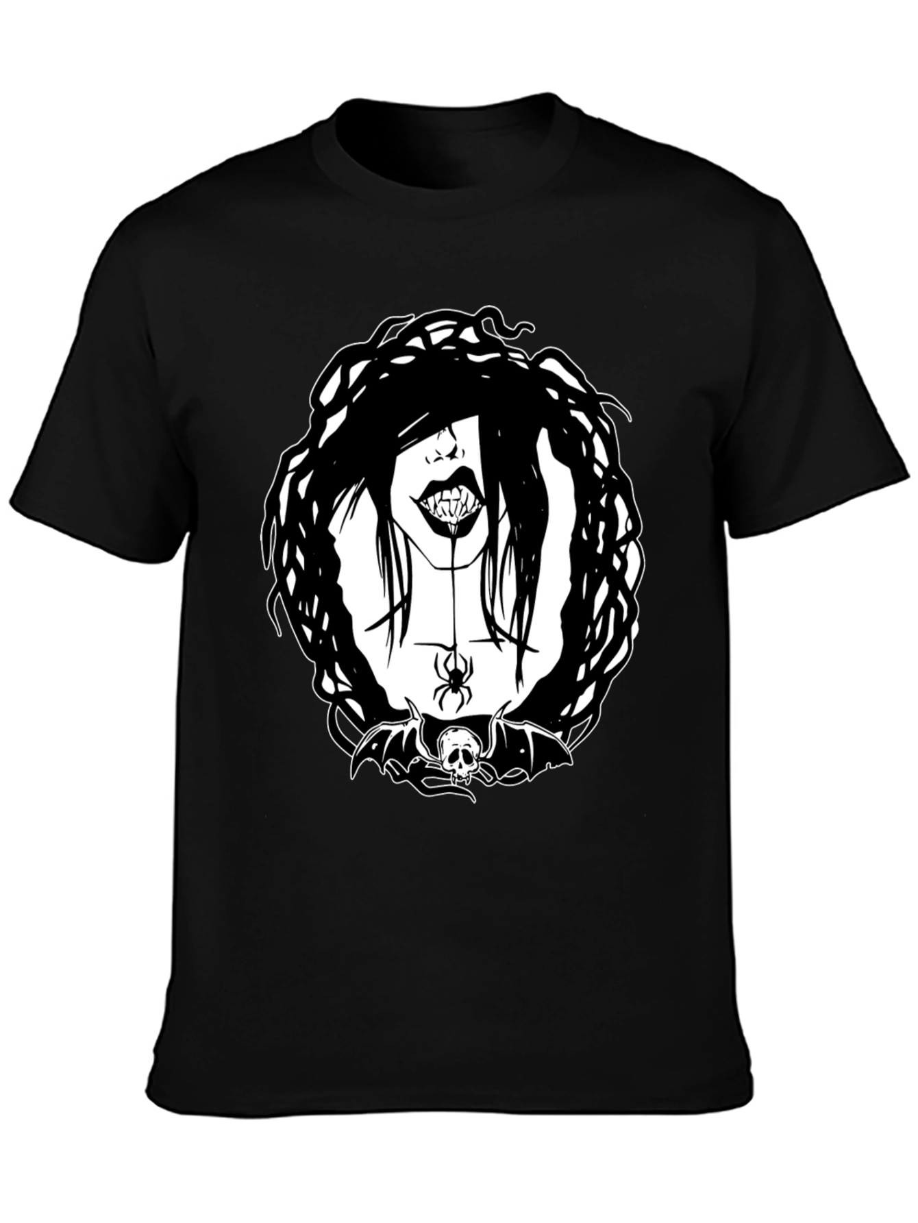 Gothic Vampire Spider Skull Bat Graphic Tee