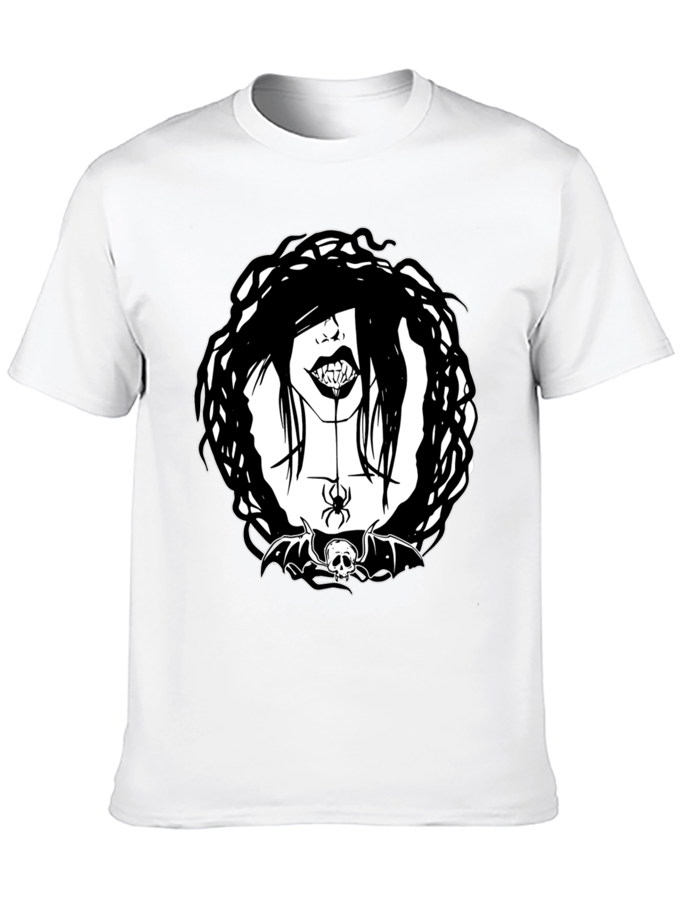 Gothic Vampire Spider Skull Bat Graphic Tee