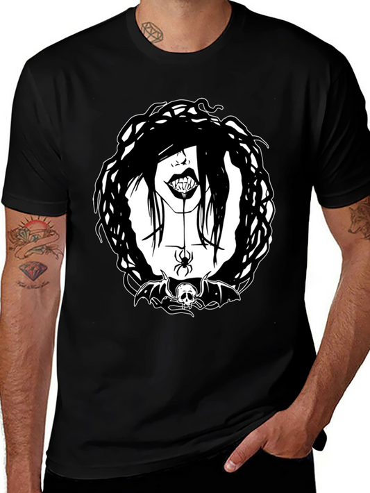 Gothic Vampire Spider Skull Bat Graphic Tee