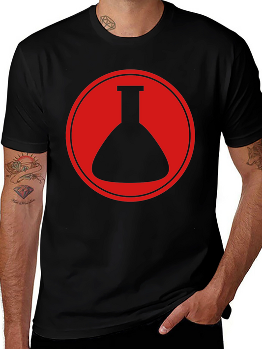 Black T-Shirt with Red Chemistry Beaker Circle Graphic