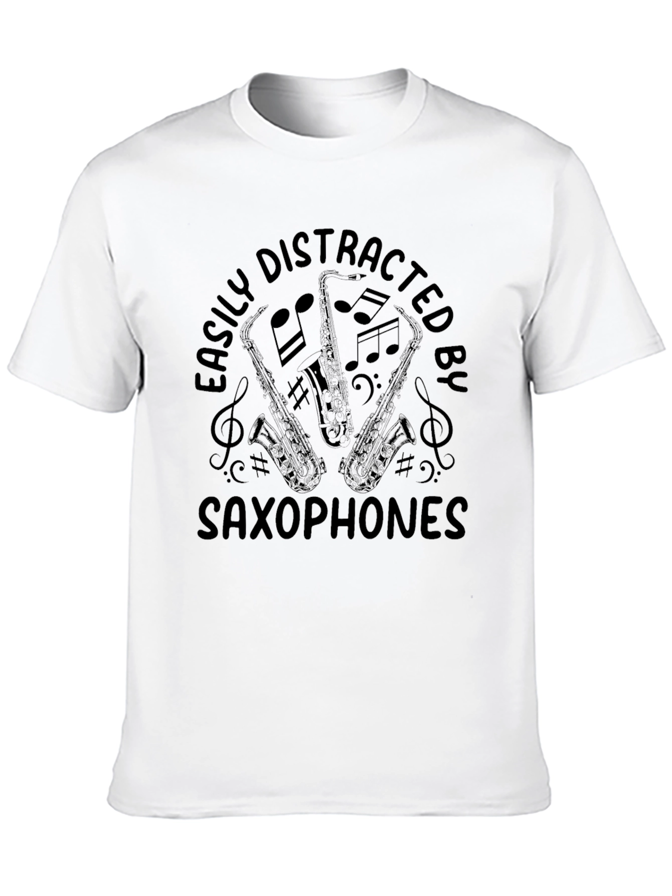 Easily Distracted By Saxophones Black T-Shirt