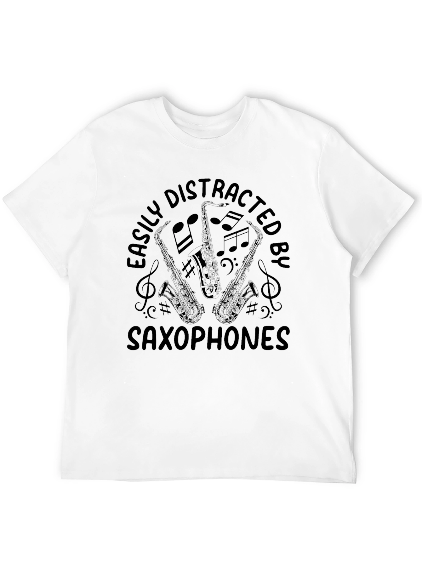 Easily Distracted By Saxophones Black T-Shirt
