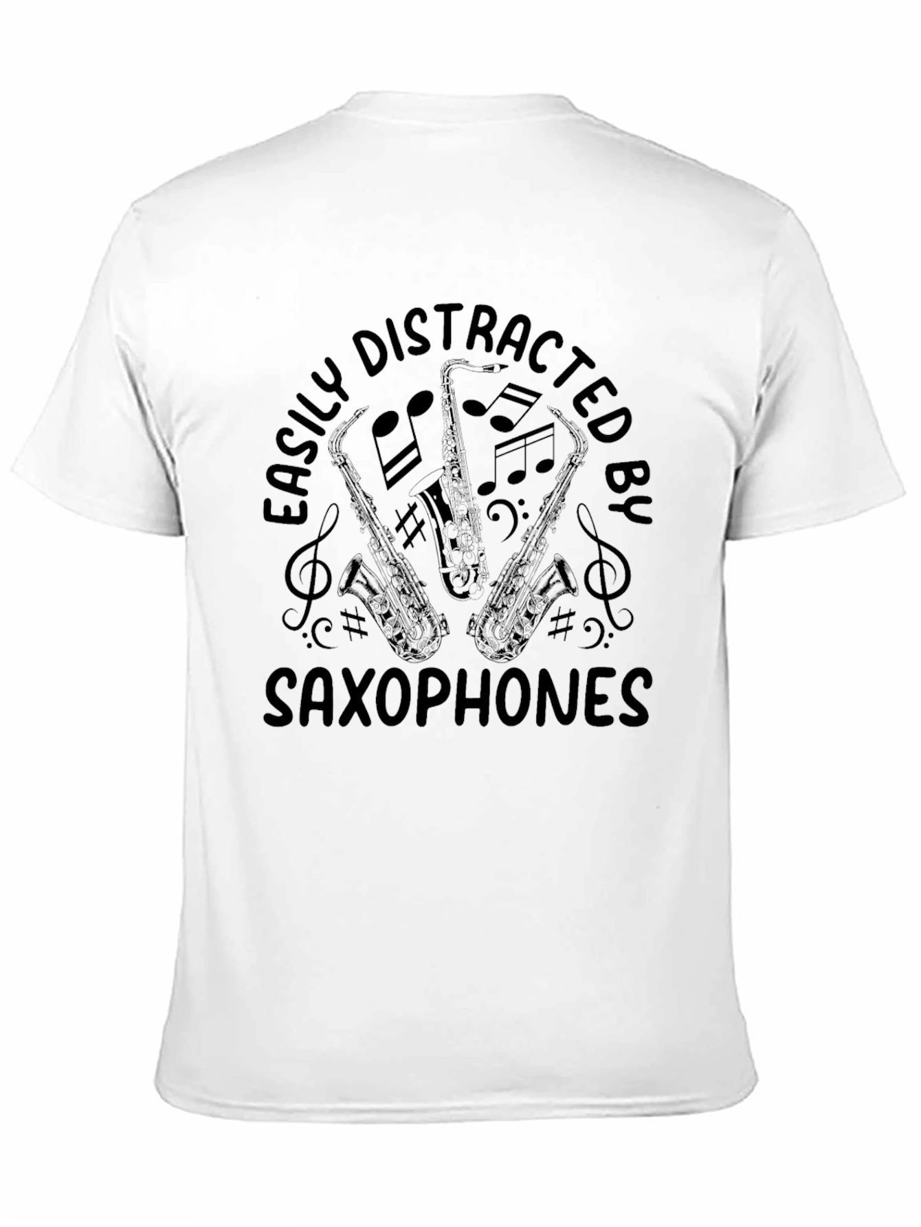 Easily Distracted By Saxophones Black T-Shirt