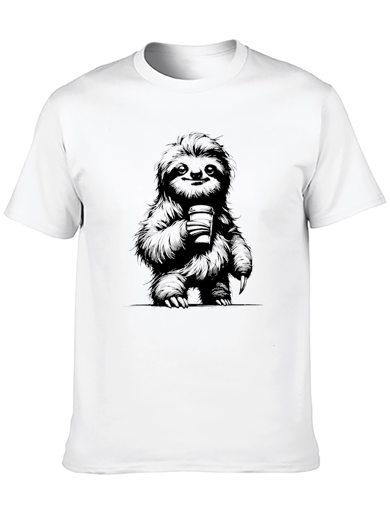 Sloth Coffee Graphic Black T-Shirt