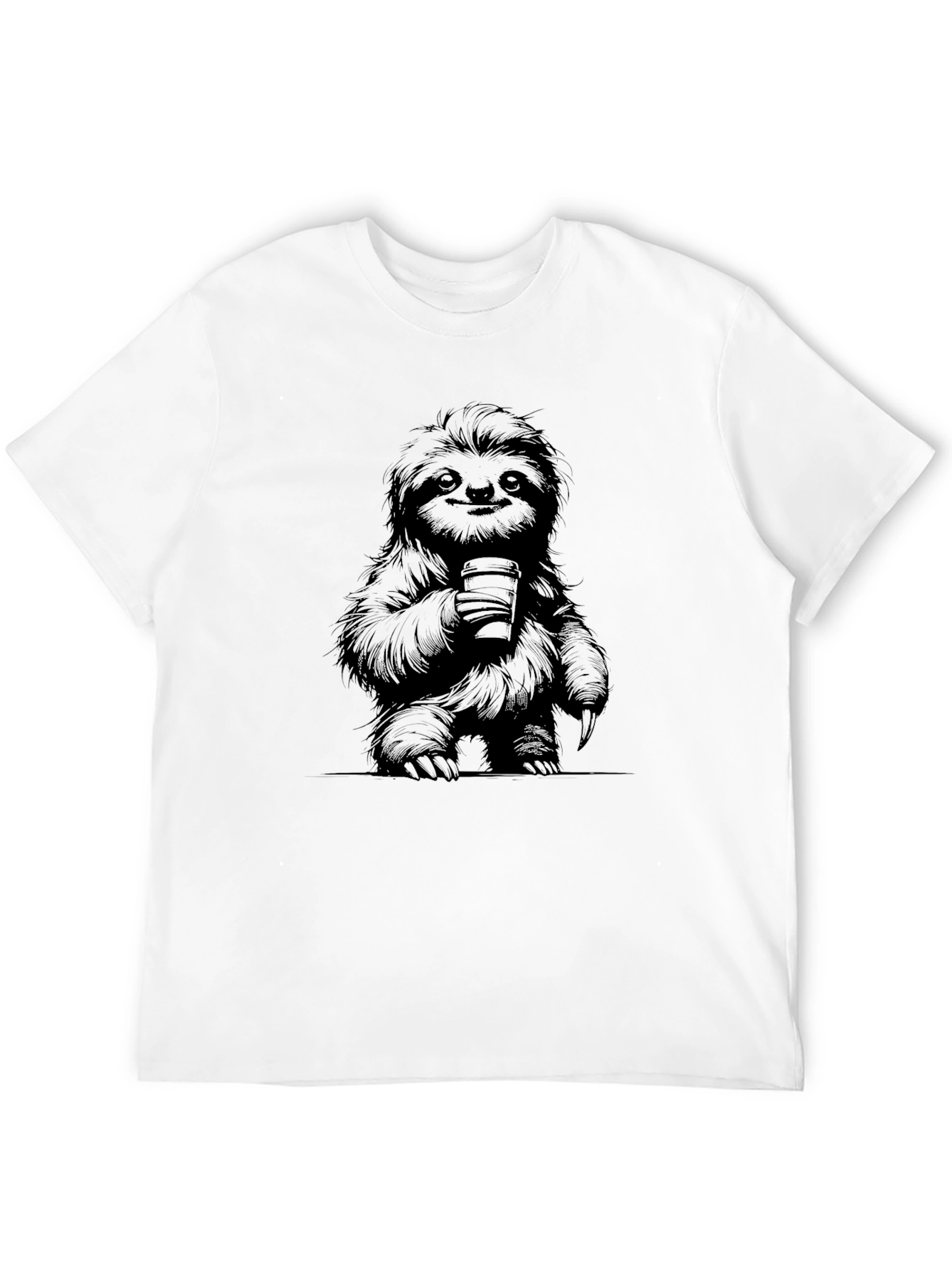 Sloth Coffee Graphic Black T-Shirt