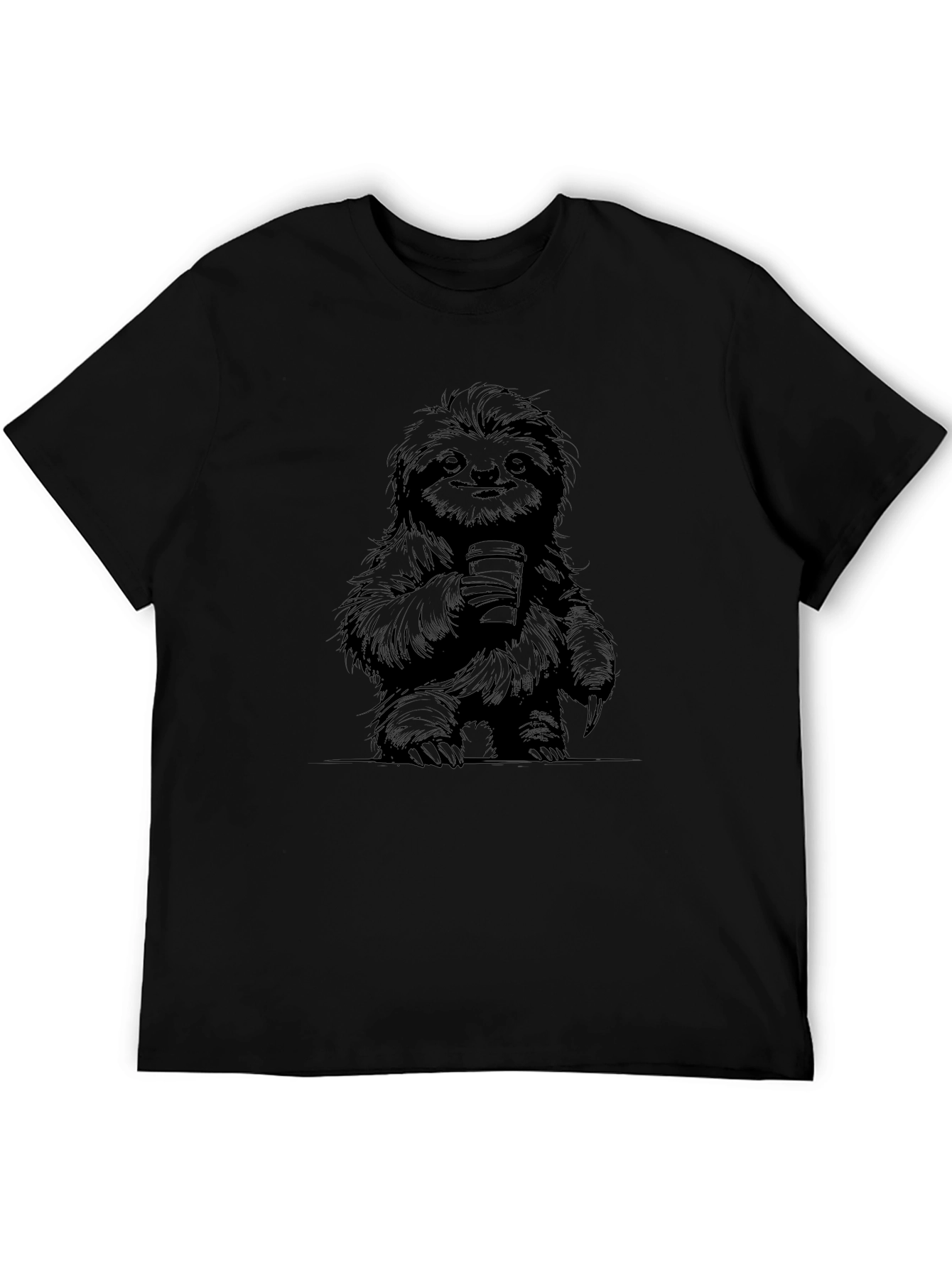 Sloth Coffee Graphic Black T-Shirt