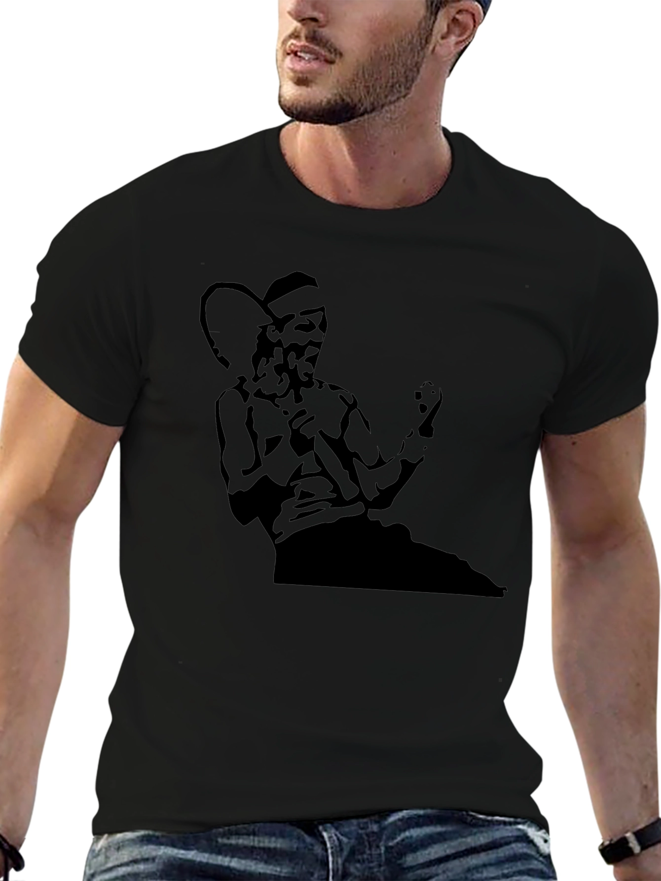 Tennis Star Graphic T-Shirt - Black Cotton