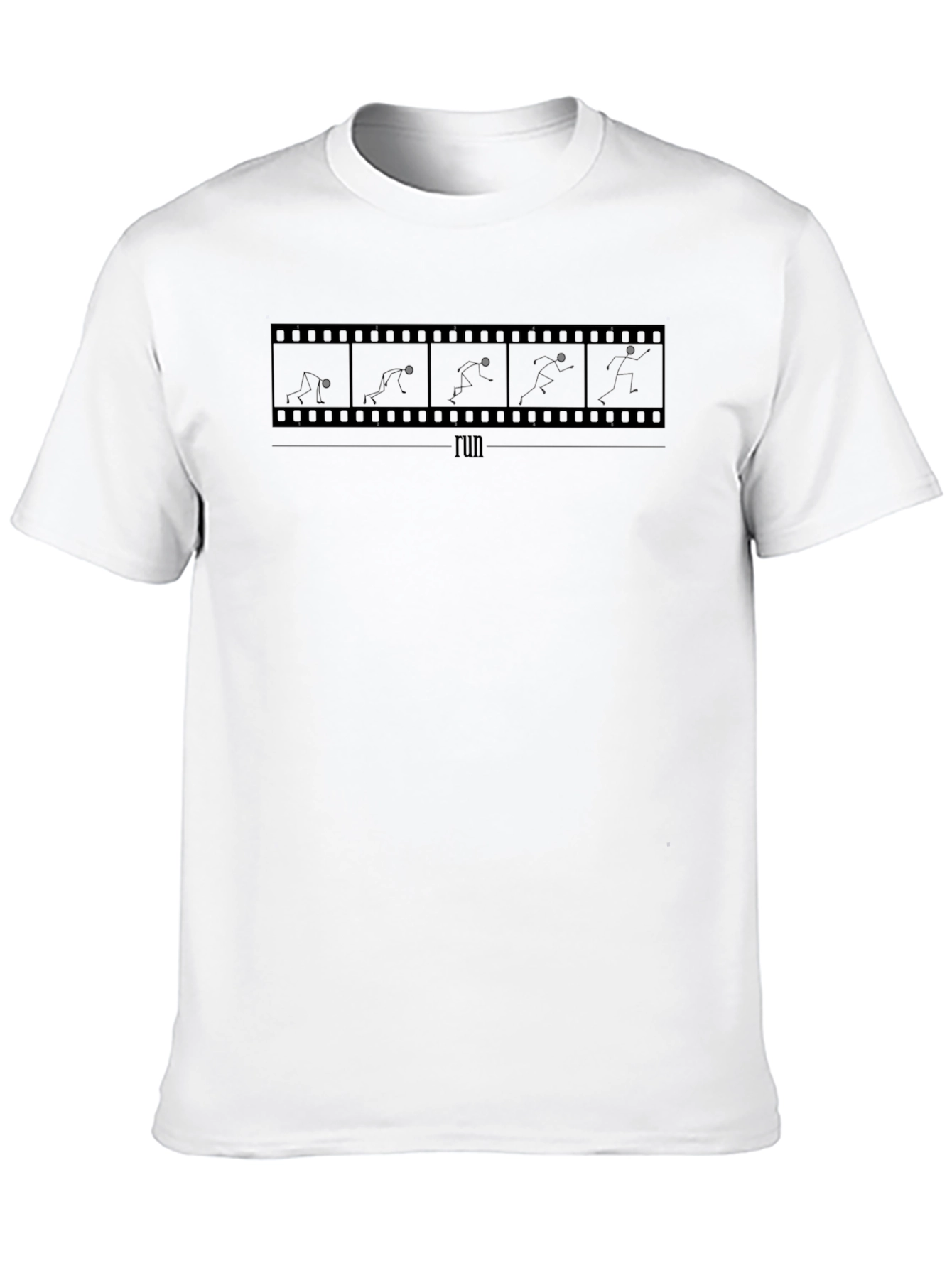 Mens Black Run Film Strip Graphic T-Shirt