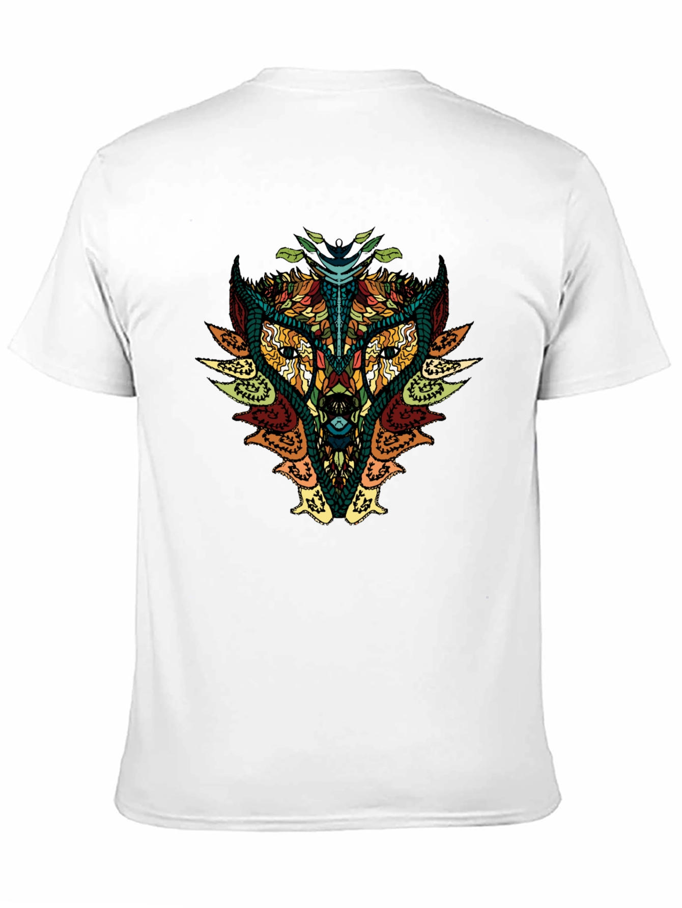 Geometric Wolf Graphic Print Mens Black T-Shirt